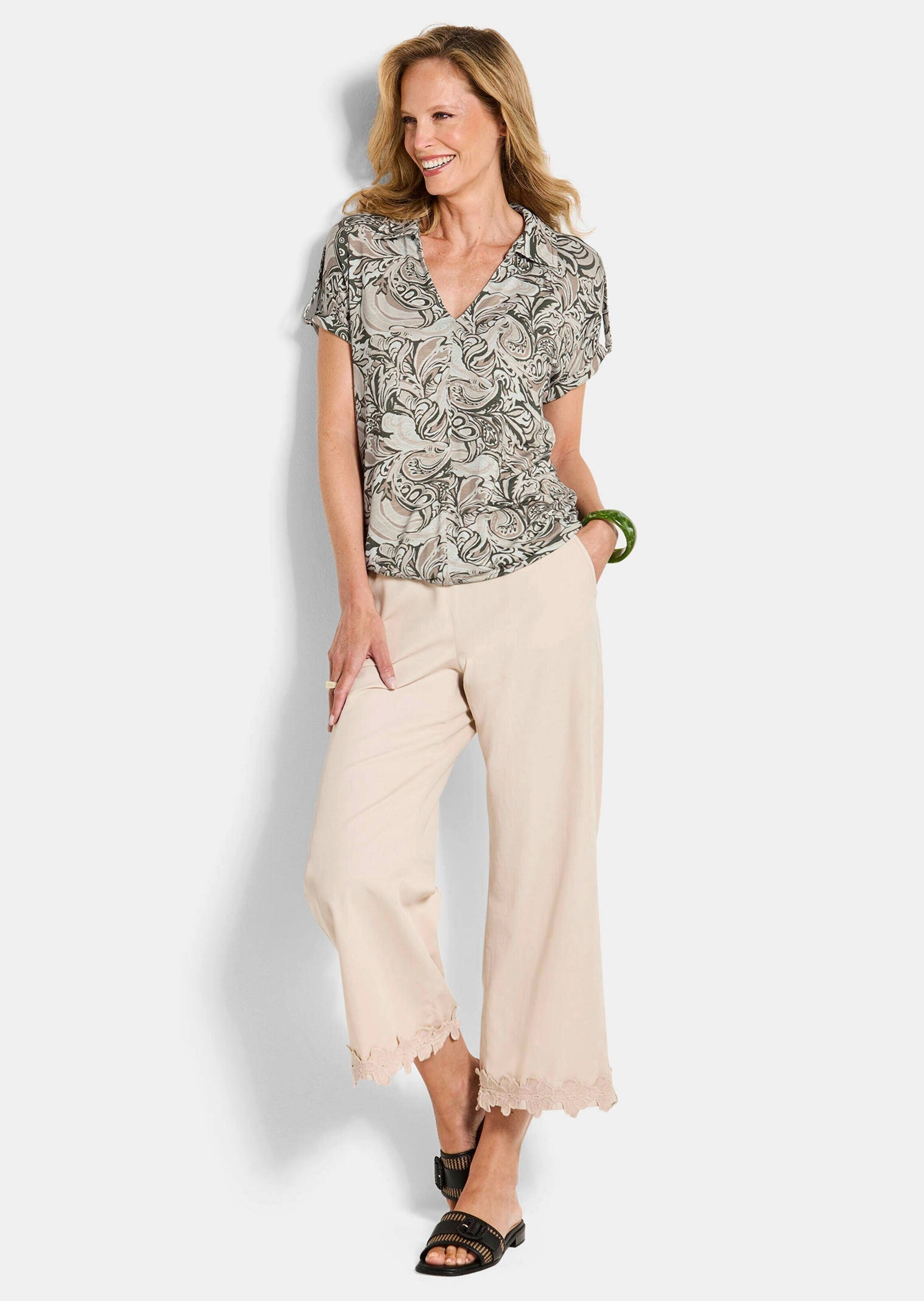 GOLDNER Print-Shirt "Kurzgröße Blusenshirt mit Paisley-Muster" strechbequem günstig online kaufen