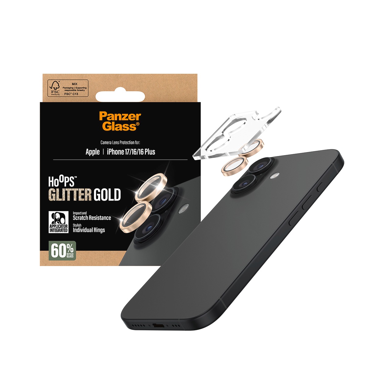 CARE by PanzerGlass Kameraschutzglas »Hoops Camera Lens Protector« für Apple iPhone 17;Apple iPhone 16;Apple iPhone 16 Plus Kameraschutz,Linsenschutz,Objektivschutz, kratz- & stoßfest