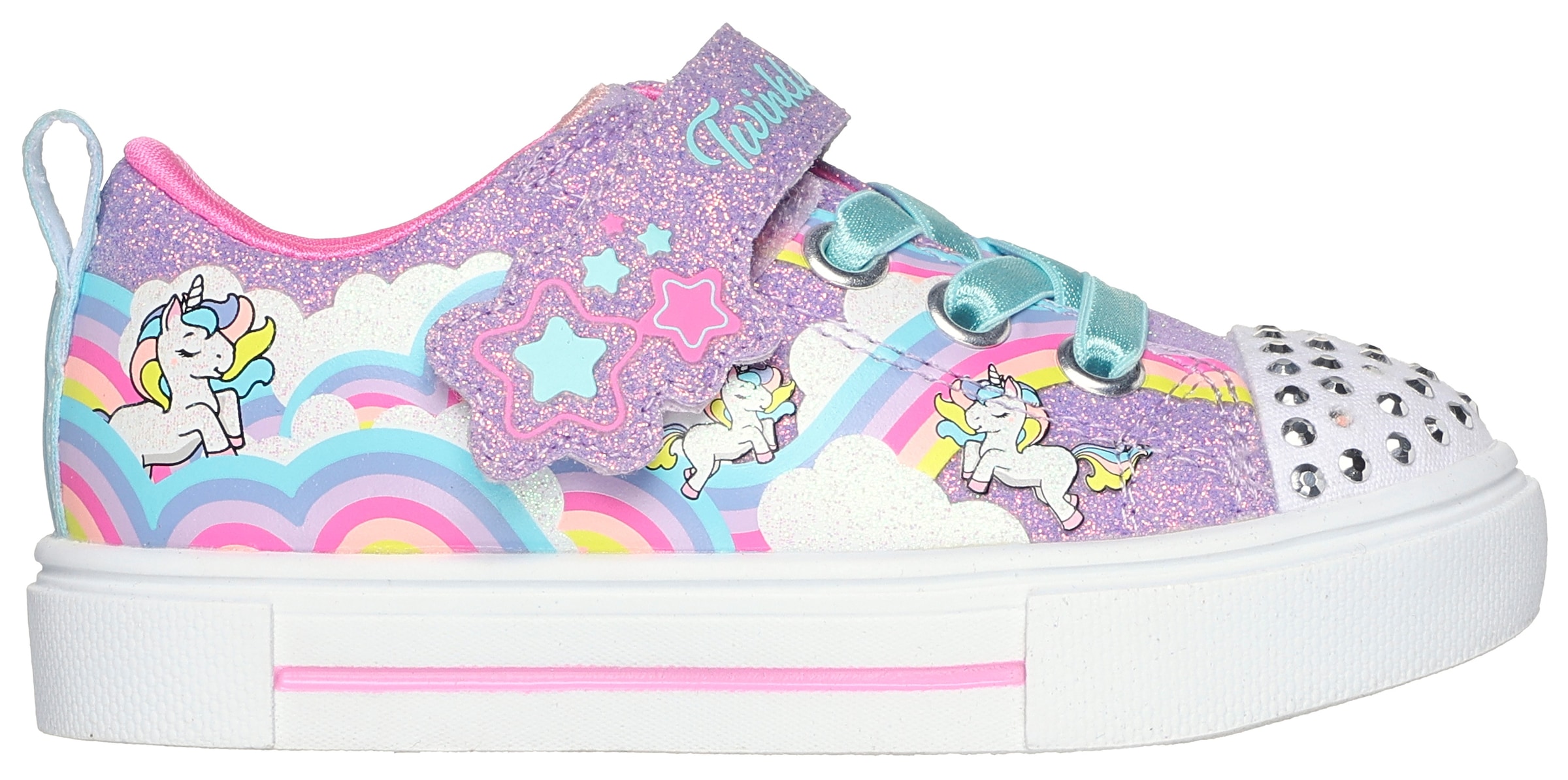 Skechers Lauflernschuh »TWINKLE SPARKS - JUMPIN CLOUDS«, Blink,-Klettschuh mit Nieten, Größenschablone zum Download