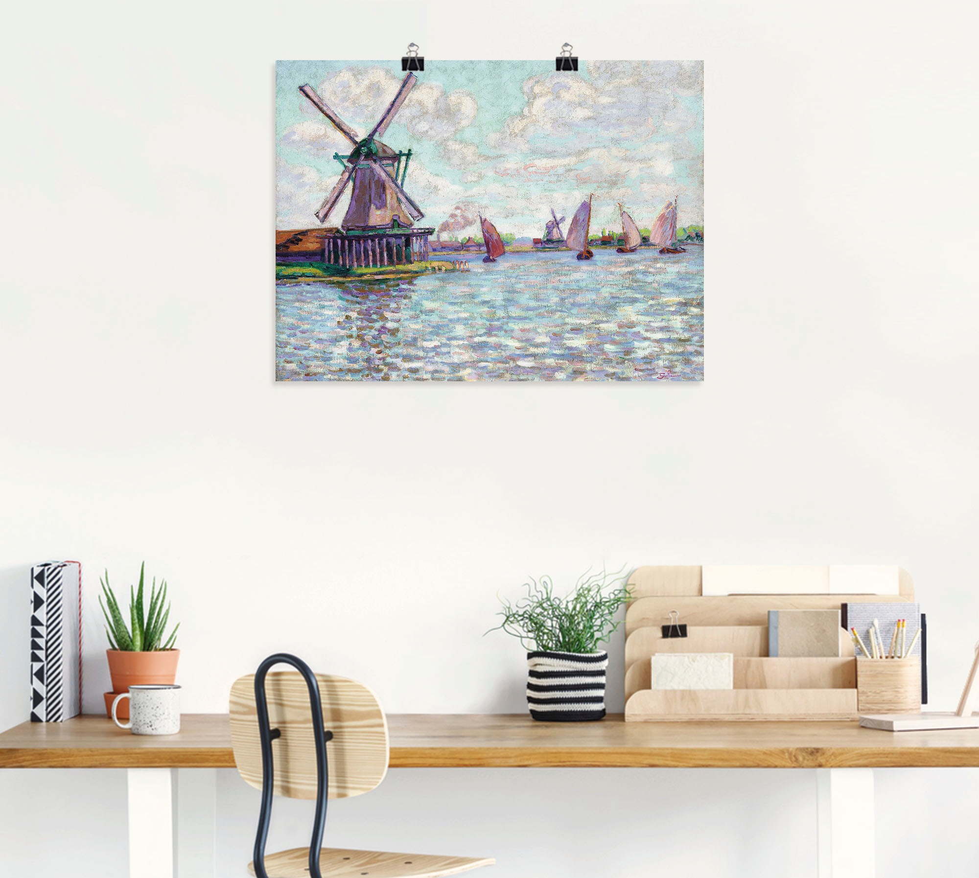 Artland Wandbild »Windmühlen in Holland. Um 1904«, Gebäude, (1 St.), als Leinwandbild, Wandaufkleber oder Poster in versch. Größen