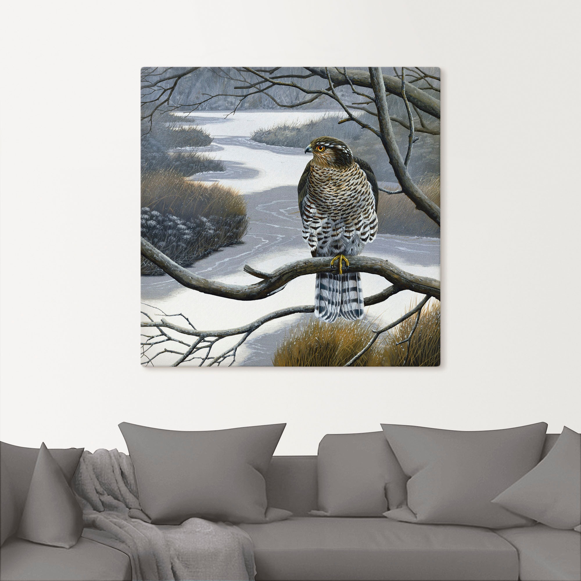 Artland Wandbild »Falke im Baum«, Vögel, (1 St.), als Leinwandbild, Wandaufkleber in verschied. Größen