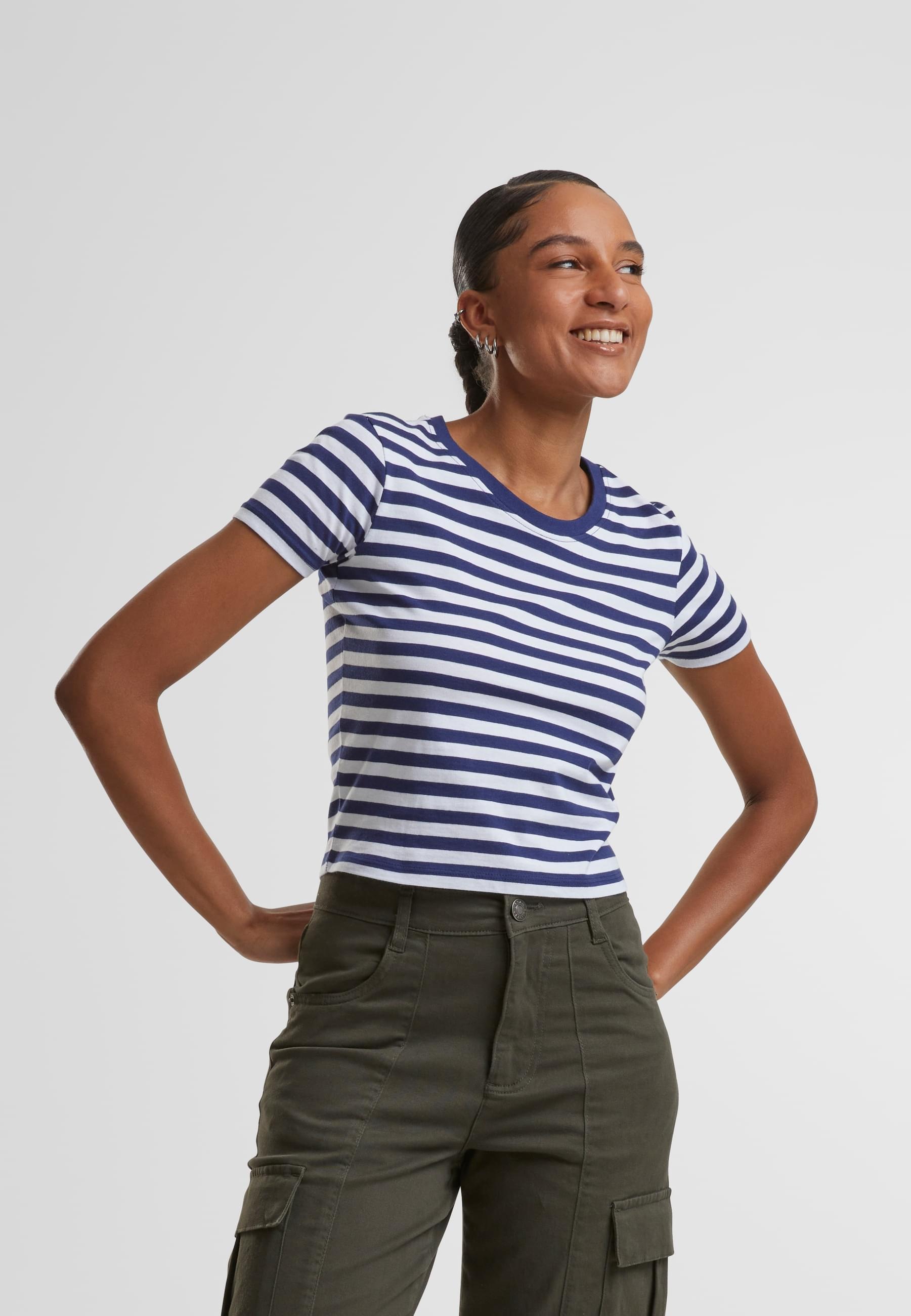 URBAN CLASSICS T-Shirt »Urban Classics Damen Ladies Short Striped Tee«, (1 tlg.)