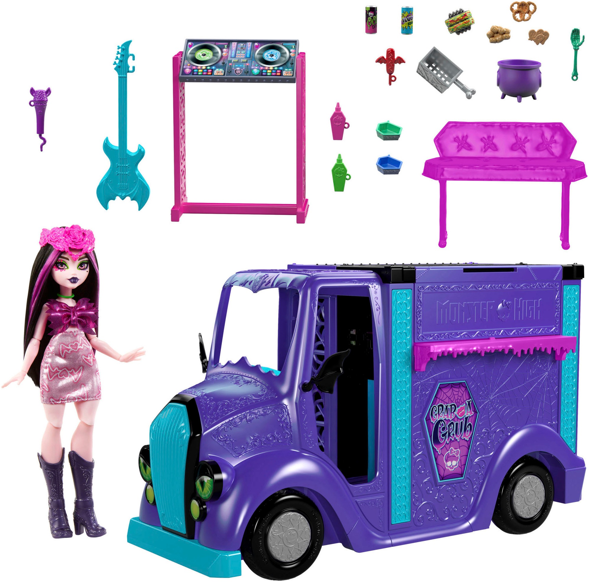 MonsterHigh™ Puppen Fahrzeug »Monster High Fangtastic Food-Truck Spielset mit Puppe Draculaura«