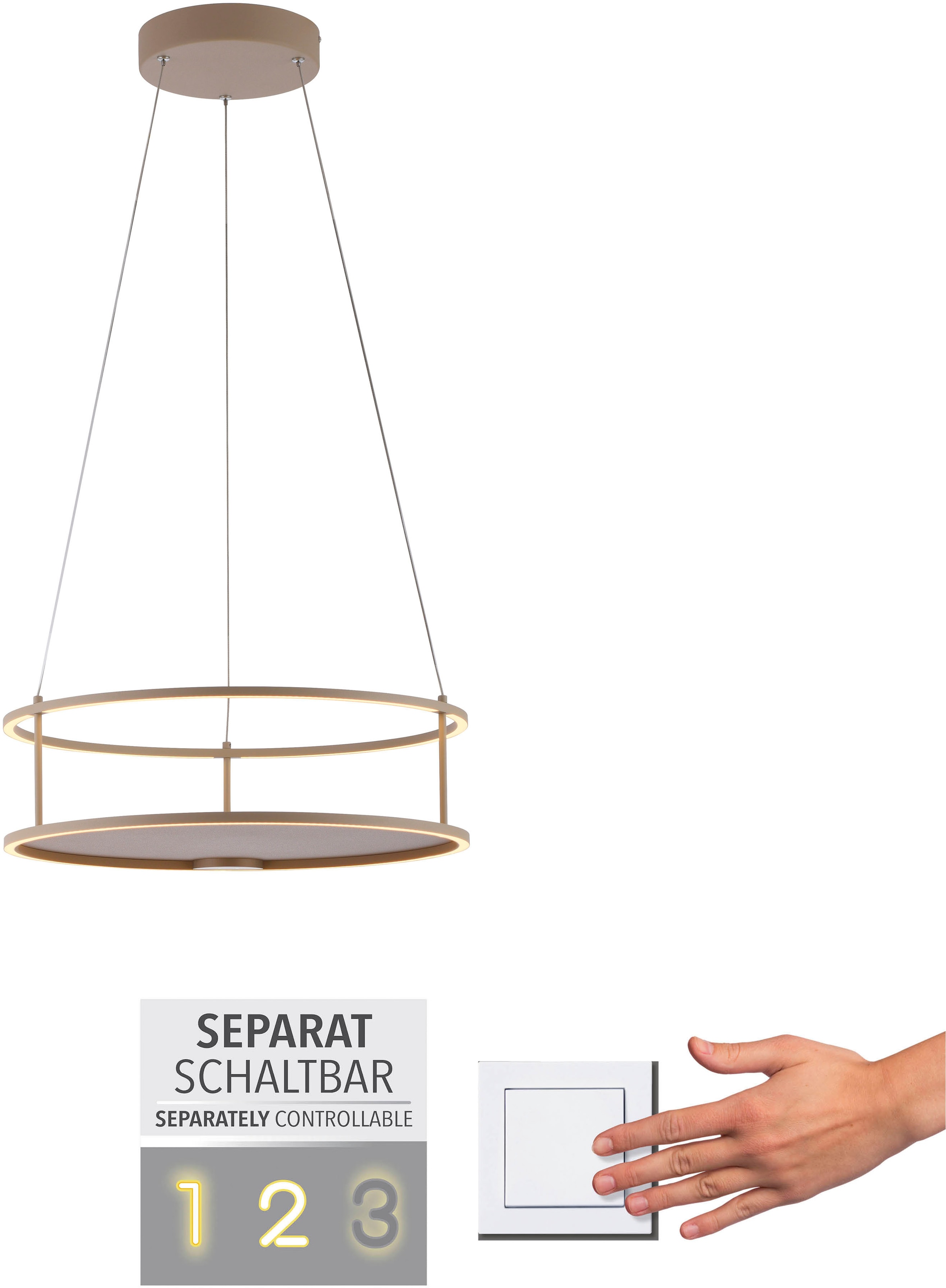 Paul Neuhaus LED Pendelleuchte »CONTURA« LED-Board 1 Stk. Warmweiß Touchdimmer, separat schaltbar, Memoryfunktion, Deko-Ablagefläche