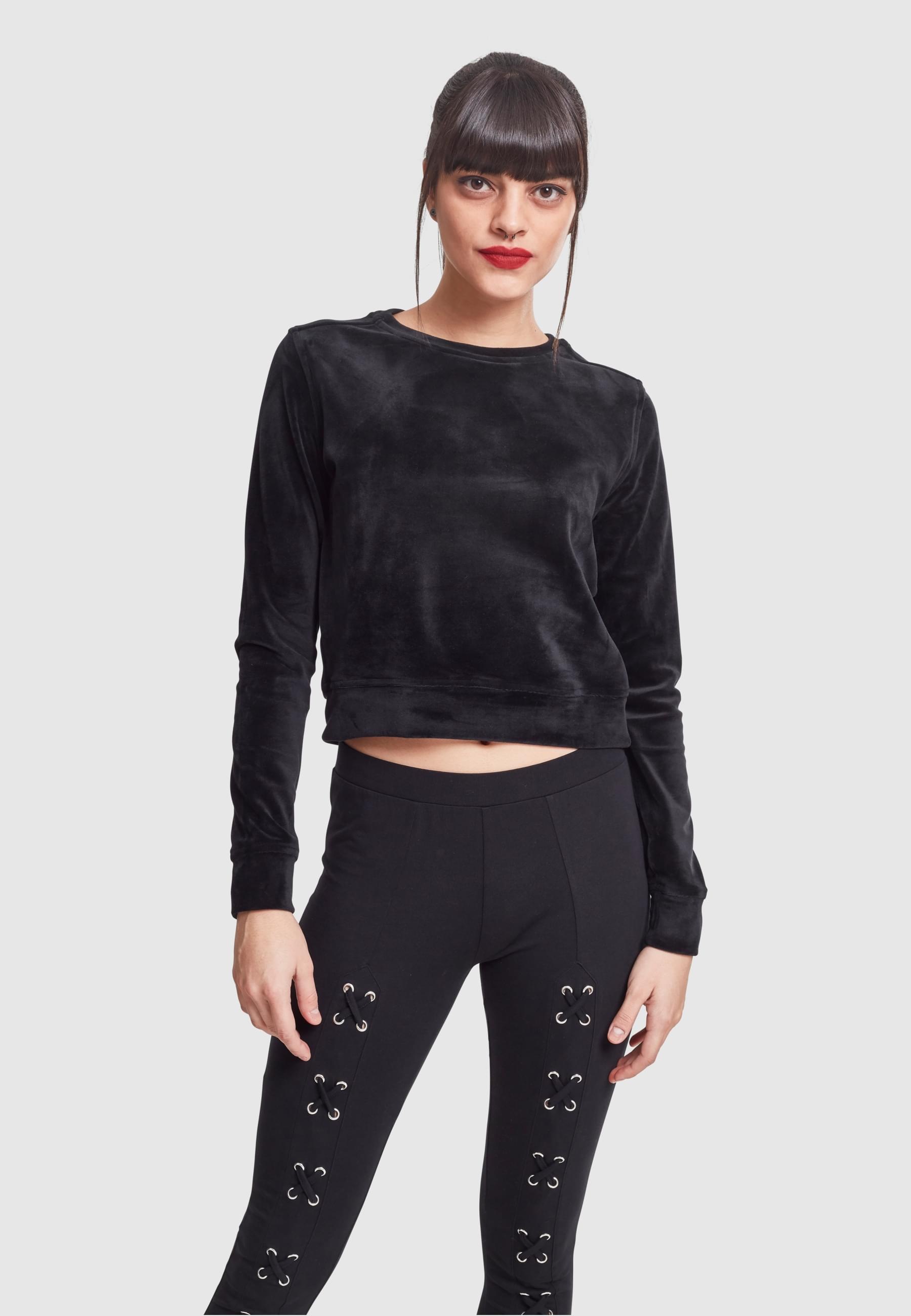 URBAN CLASSICS Sweatshirt »Urban Classics Damen Ladies Short Velvet Crew«, (1 tlg.)