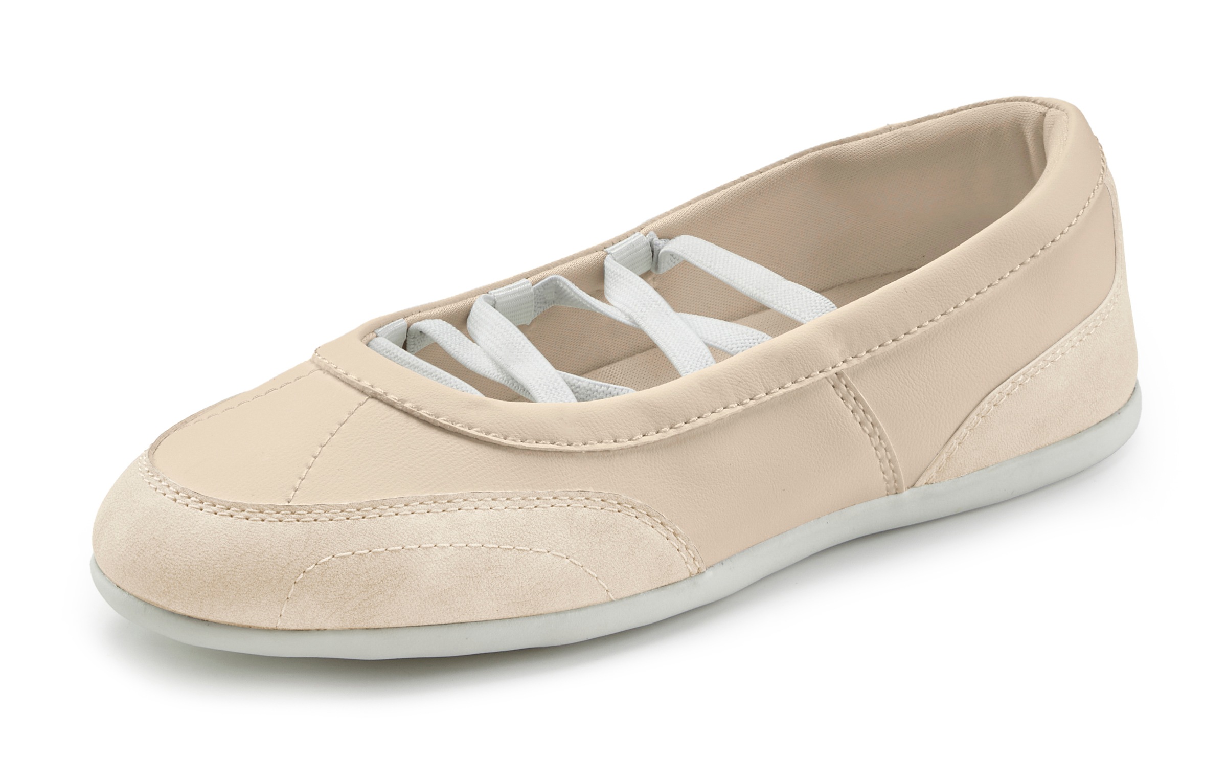 LASCANA Ballerina »Freizeitschuh, Slipper, Halbschuh, Slip-On-Sneaker, Ballerina«  zum Reinschlüpfen mit elastischen Bändern VEGAN
