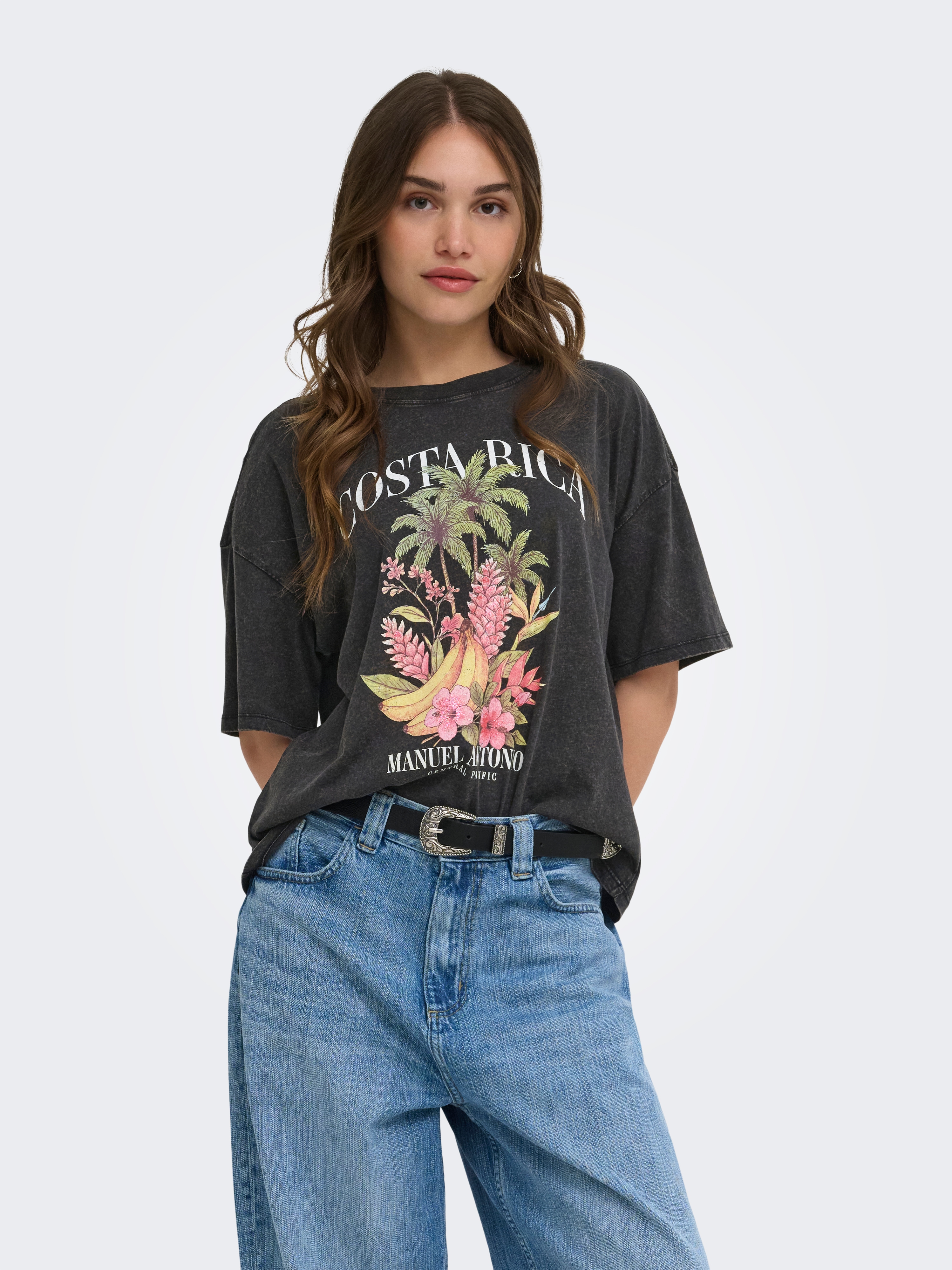 ONLY Kurzarmshirt "ONLLUCY BOXY S/S TOP JRS" Baumwolle, Rundhals