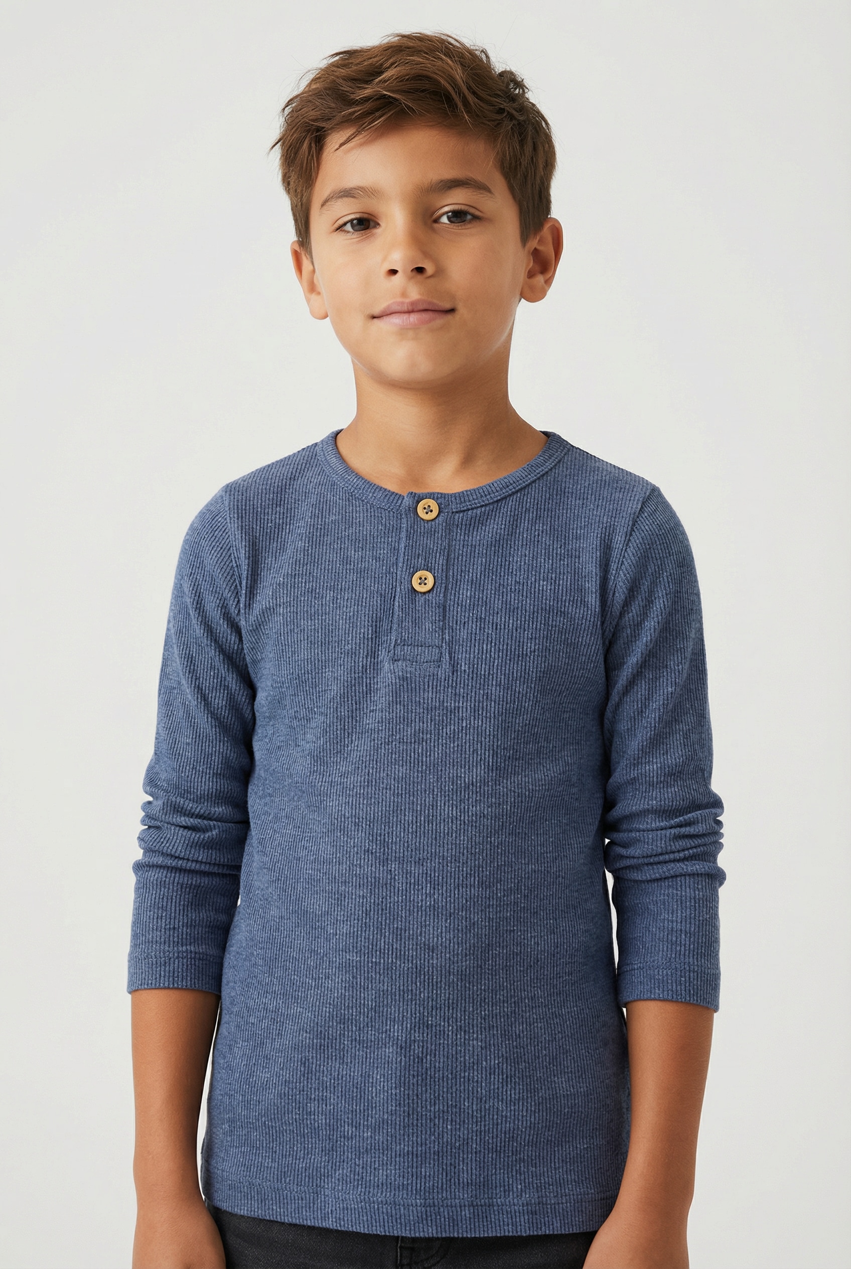 Name It Langarmshirt "Nmmkab Ls Top Noos" Im Henley-Stil - Mit Kurzer Knopfleise, Normal Geschnitten