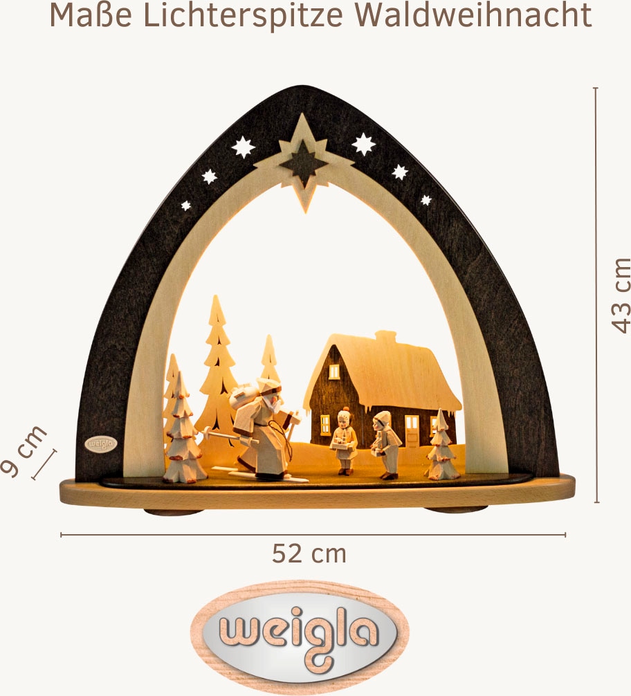 Weigla Lichterbogen »LED Waldweihnacht, inkl. handgeschnitzter Figuren, Schwibbogen«, Erzgebirge garantiert, Weihnachtsdeko Innen, Weihnachtsbeleuchtung