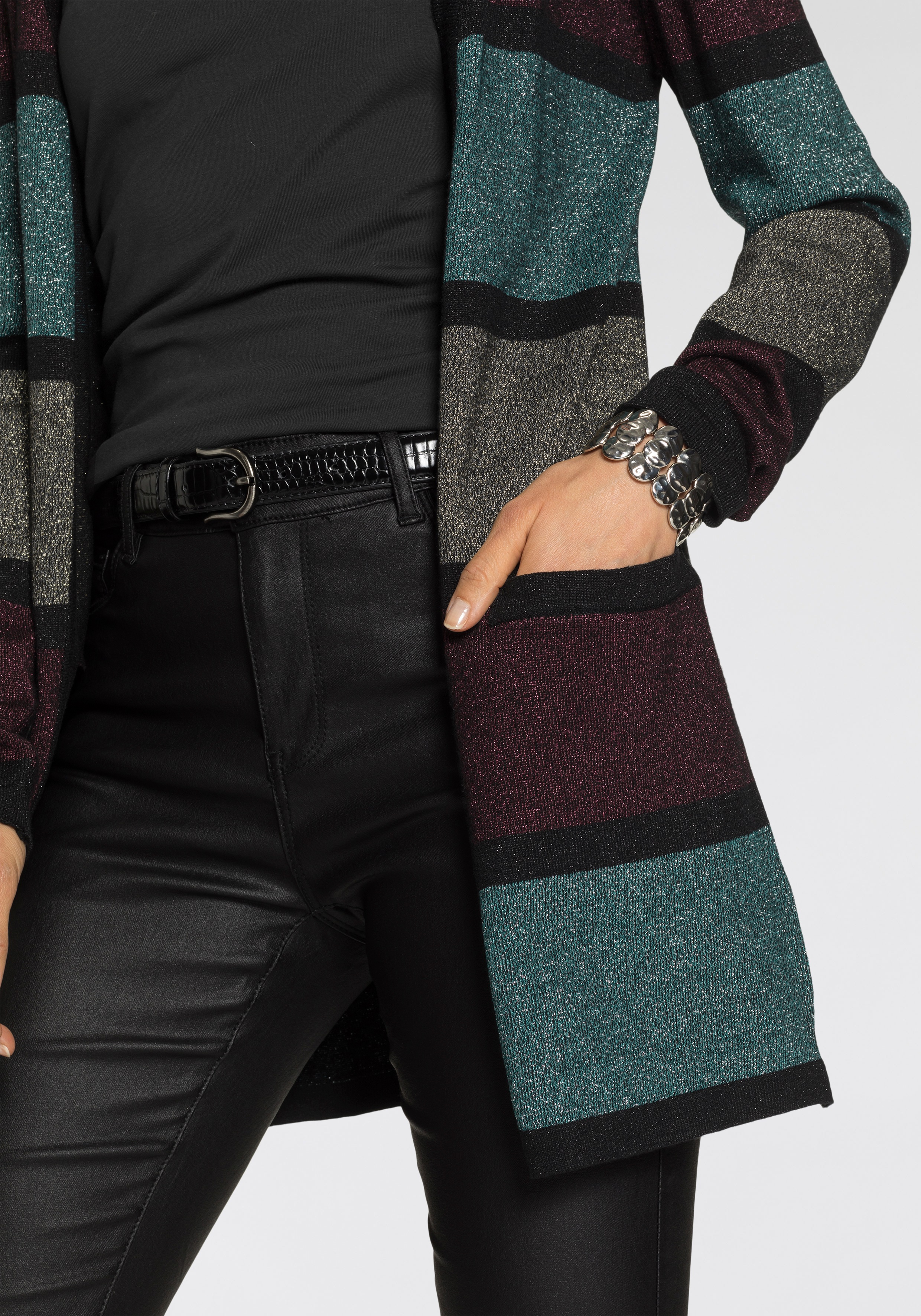 Thumbnail - Melrose Longstrickjacke, aus weichem Glitzergarn