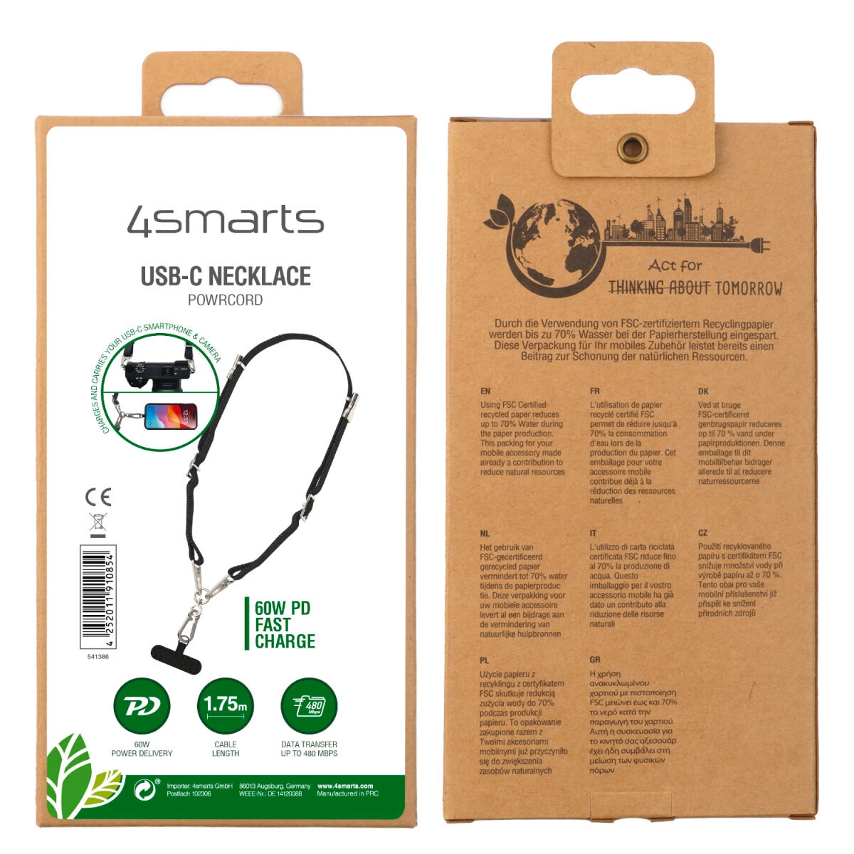 4smarts USB-Kabel »USB-C Handykette PowrCord«, USB-C, 175,00 cm