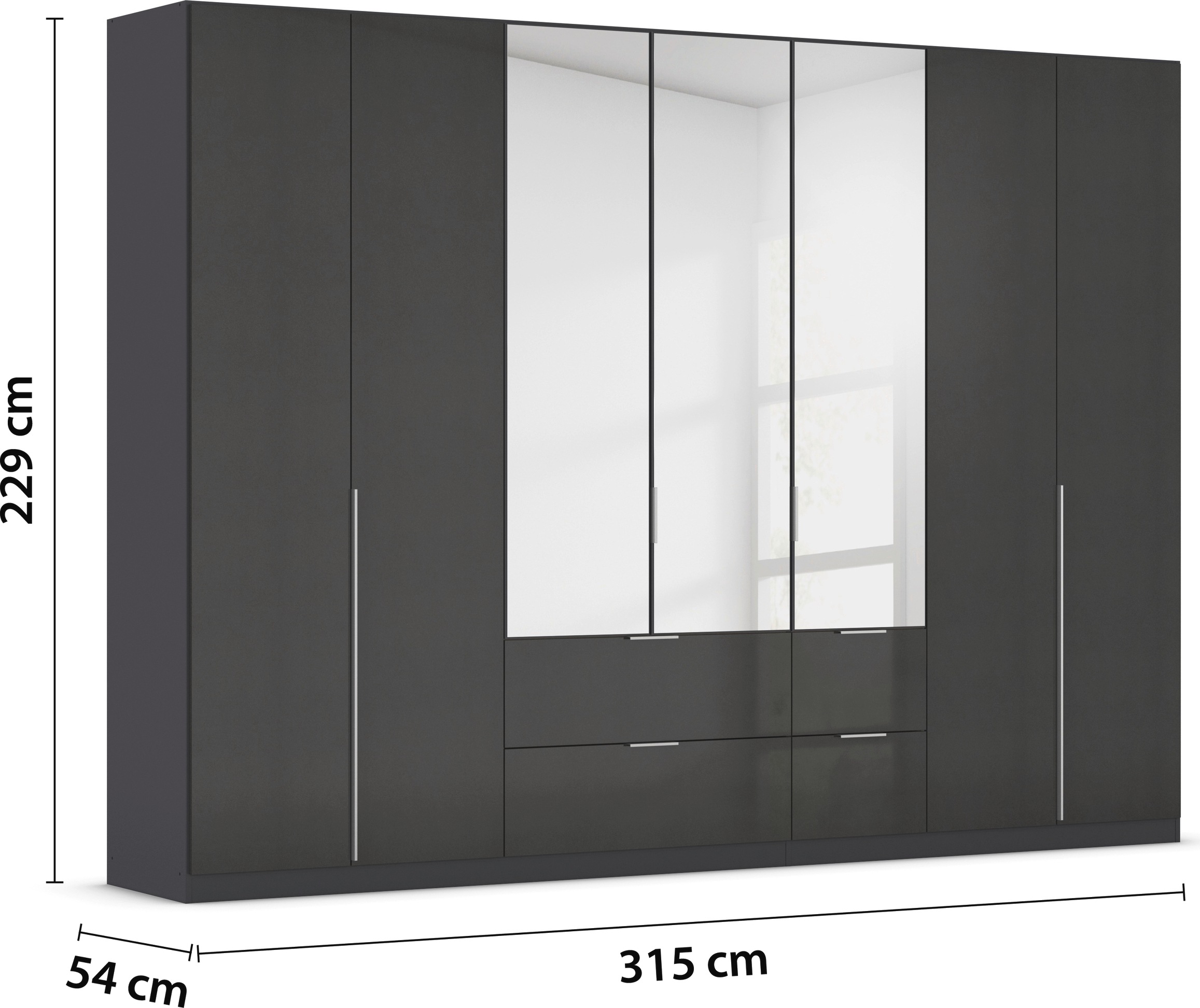 rauch Drehtürenschrank »Kleiderschrank Schrank Garderobe AGORDO mit Dekor- oder Hochglanzfront«, (in zwei Griff-Farben, Breiten 91-360 cm), mit Außenschubkästen, in 7 Breiten und 2 Höhen MADE IN GERMANY