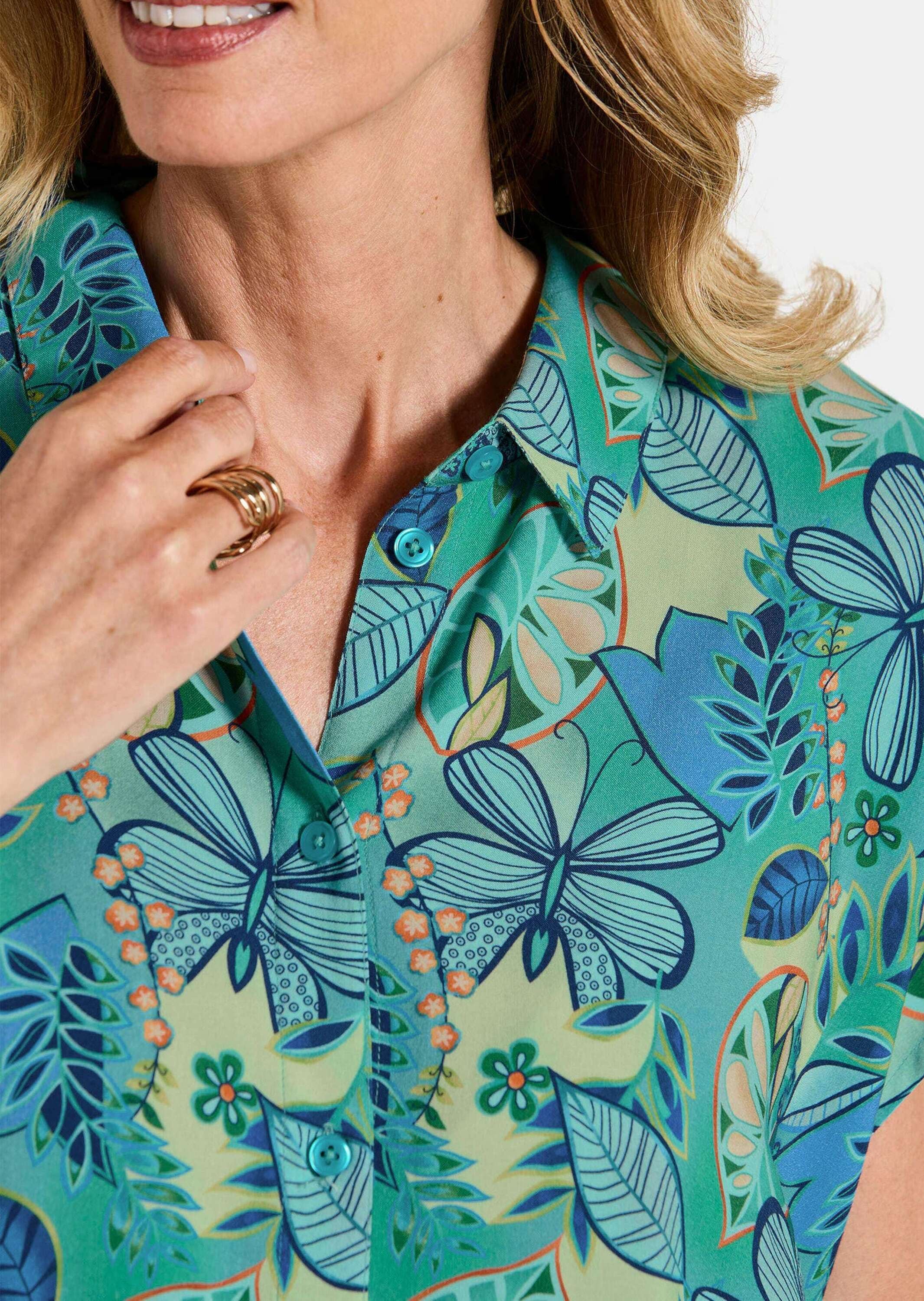 GOLDNER Hemdbluse »Kurzgröße Viskose-Bluse mit Knopfleiste«