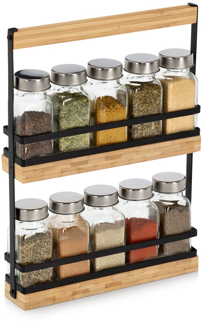 Zeller Present Gewürzständer »Set, 11-tlg., Glas/Metall/Bambus«, (Set, 11 tlg.), hochwertig, moderner Materialmix
