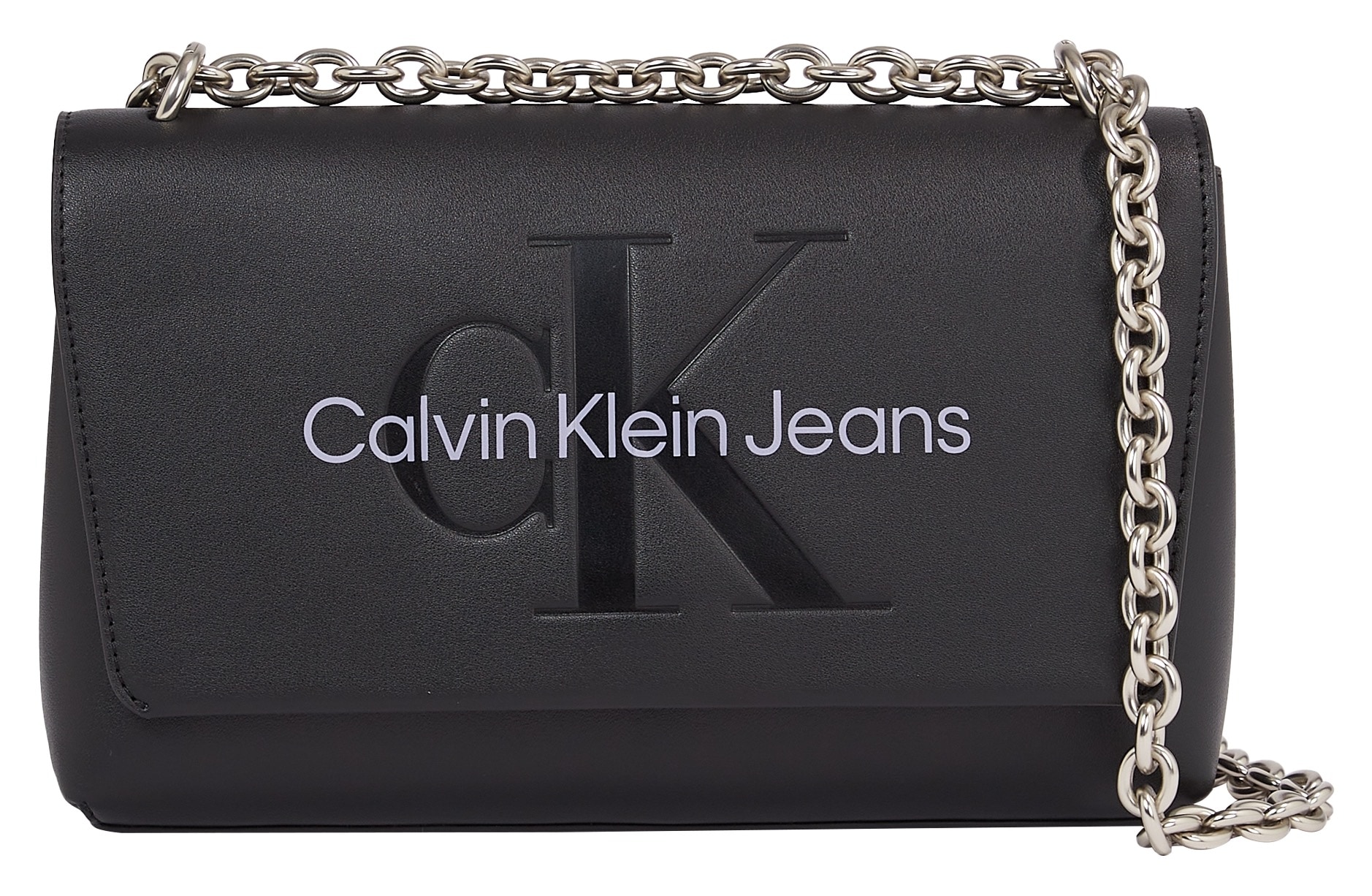 Calvin Klein Jeans Umhängetasche »SCULPTED EW FLAP CONV25 MONO«, mit großflächigem Markenlogo vorne