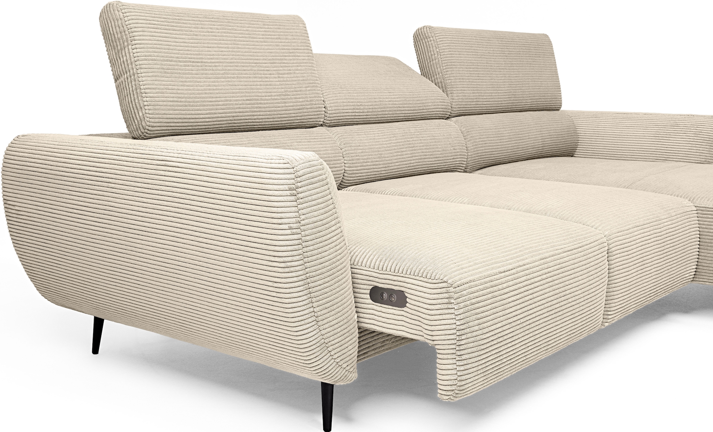 WERK2 Ecksofa »Alisson, mit elektrischer Sitztiefenverstellung, L-Form, Breite 277 cm«, Alisson – flexibler Komfort mit modernem Design und smarten Details.