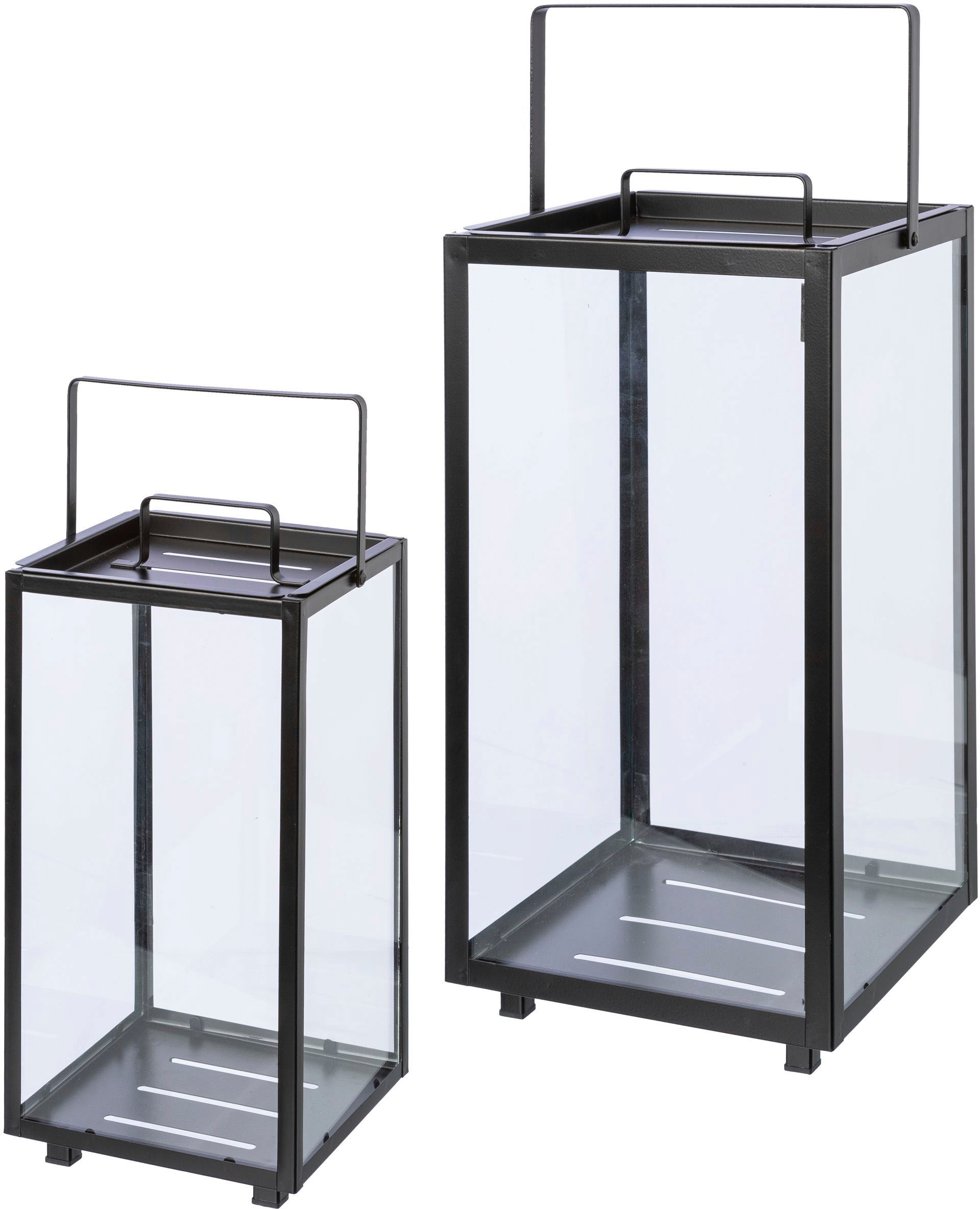 my home Kerzenlaterne »Anela, Stumpenkerzenhalter«, (Set, 2 St.), Kerzenhalter aus Metall und Glas