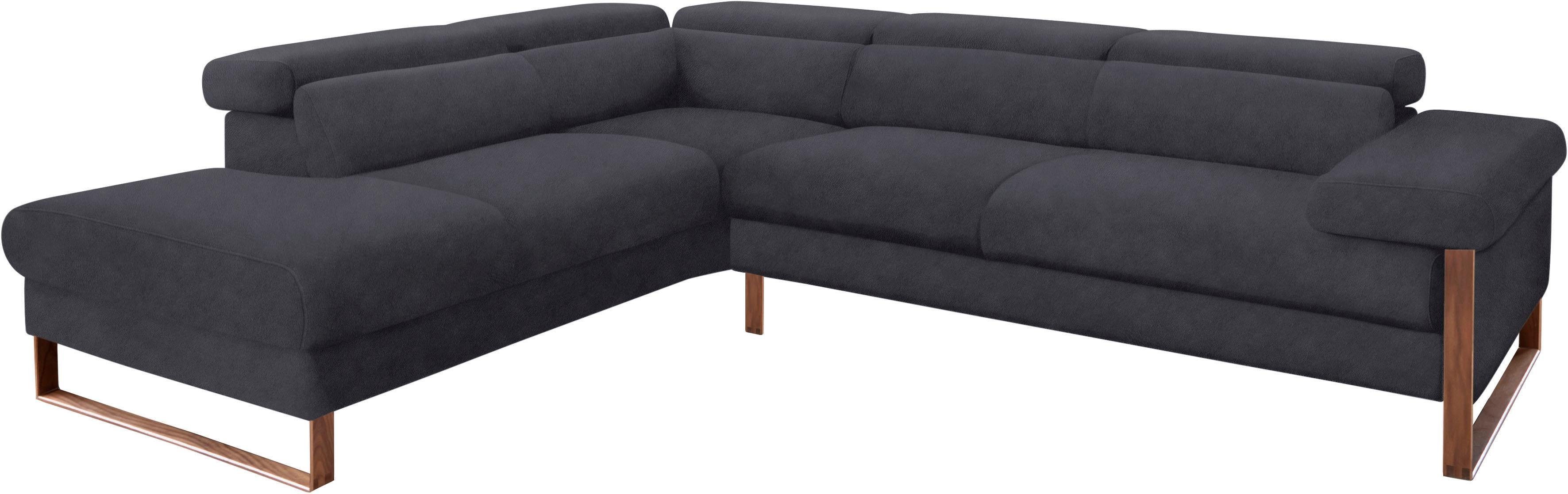 W.SCHILLIG Ecksofa "finn, Designsofa mit tollem Sitzkomfort, bequem, L-Form" German Design Award 2016, Fußgestell Nussbaum natur, Breite 281 cm