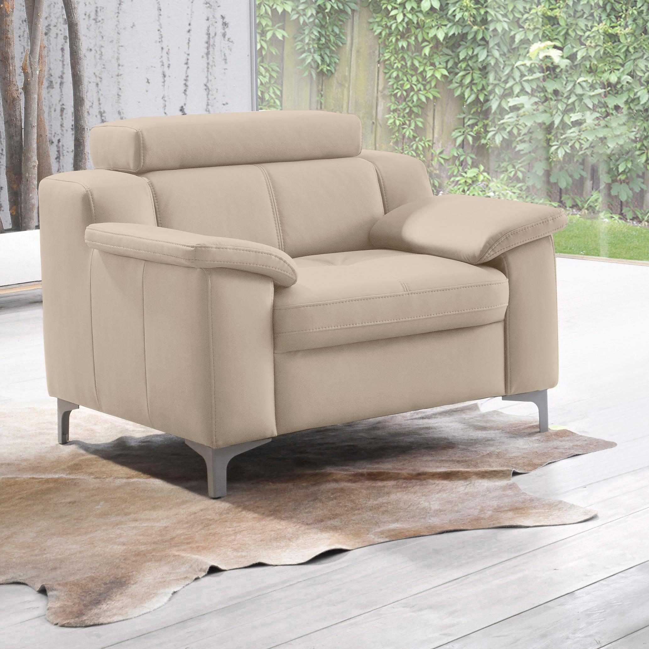 exxpo - sofa fashion Sessel "Florenz, Loungesessel, Relaxsessel mit hohem Sitzkomfort, modern", bequeme Armlehnen, hochh