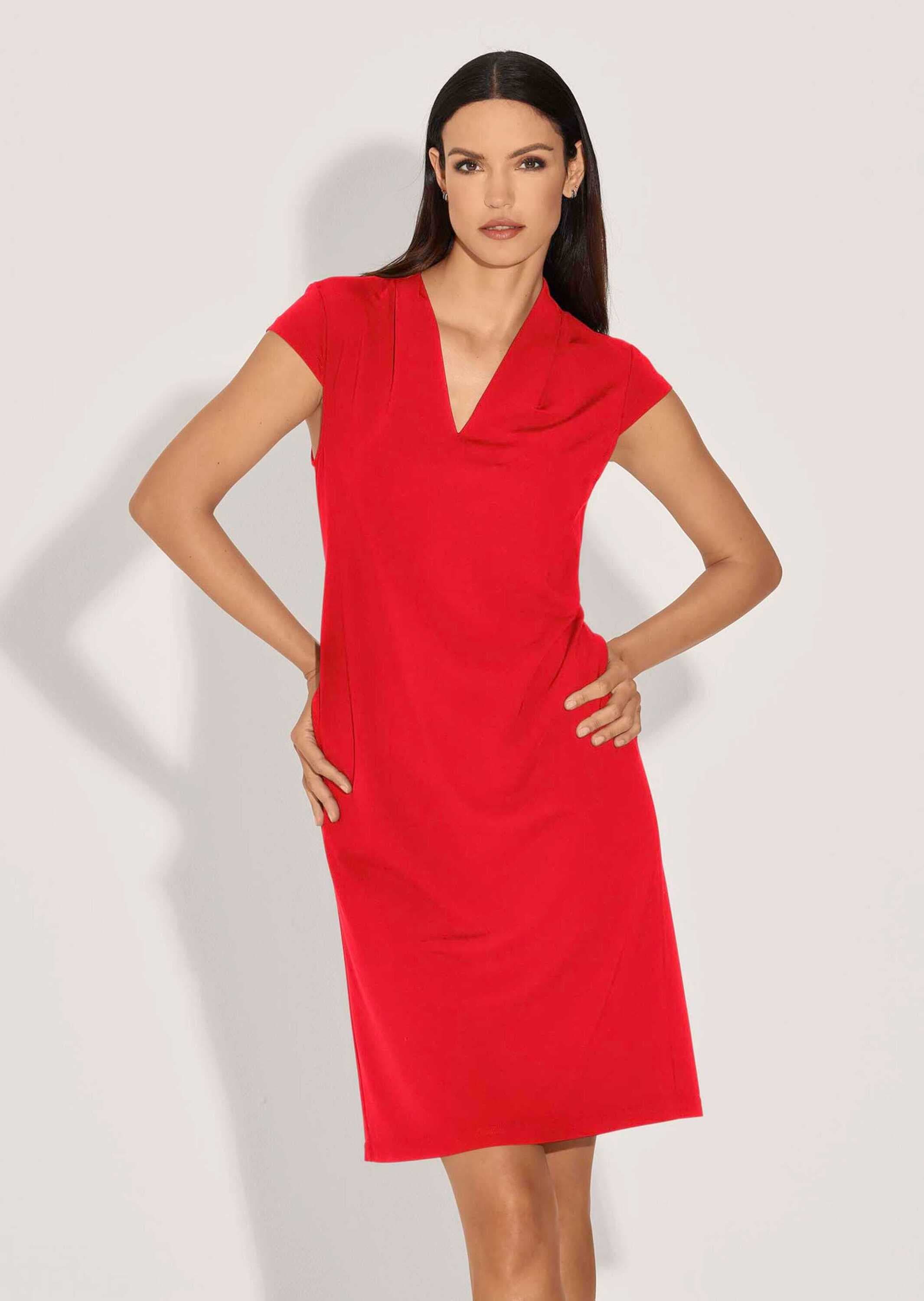 MADELEINE Sommerkleid »Kleid Etui-Kleid mit V-Ausschnitt und kurzen Ärmeln«