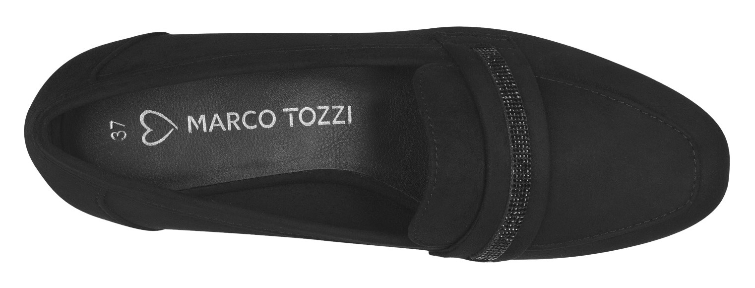 MARCO TOZZI Slipper, Businessschuh, Schlupfschuh, Halbschuh mit funkelndem Zierriegel