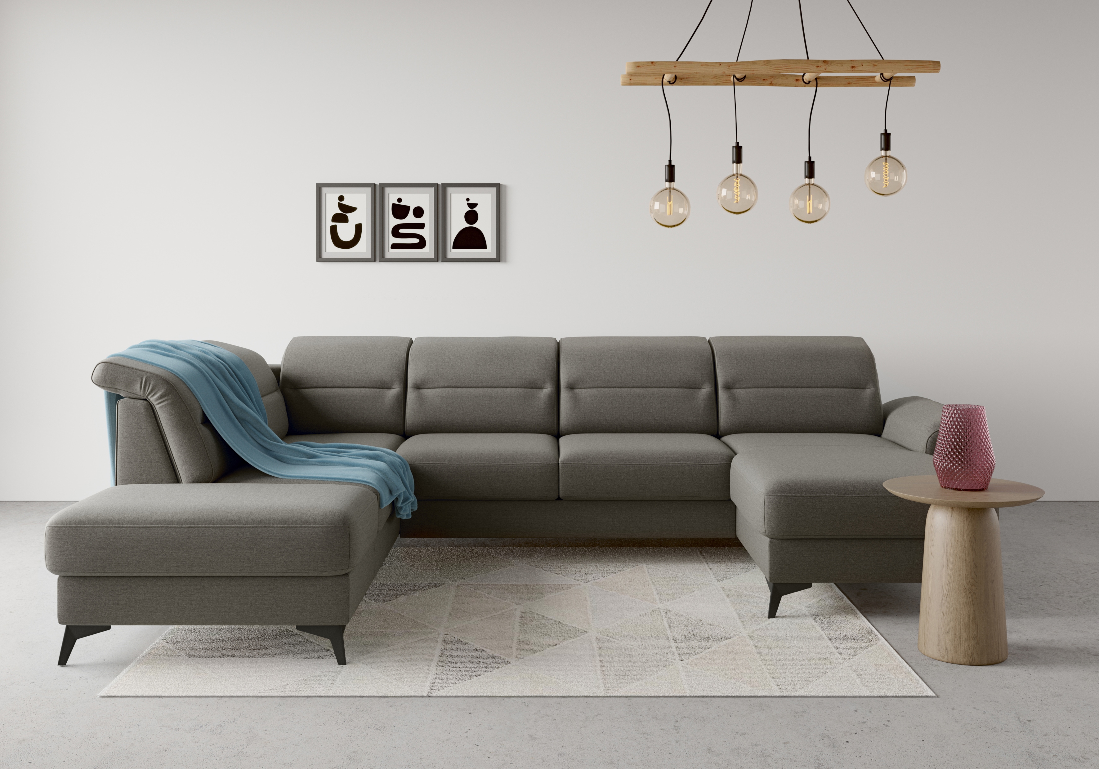 sit&more Wohnlandschaft "Sinatra U-Form" optional mit Kopfteilverstellung und Armteilfunktion, Metallfüße