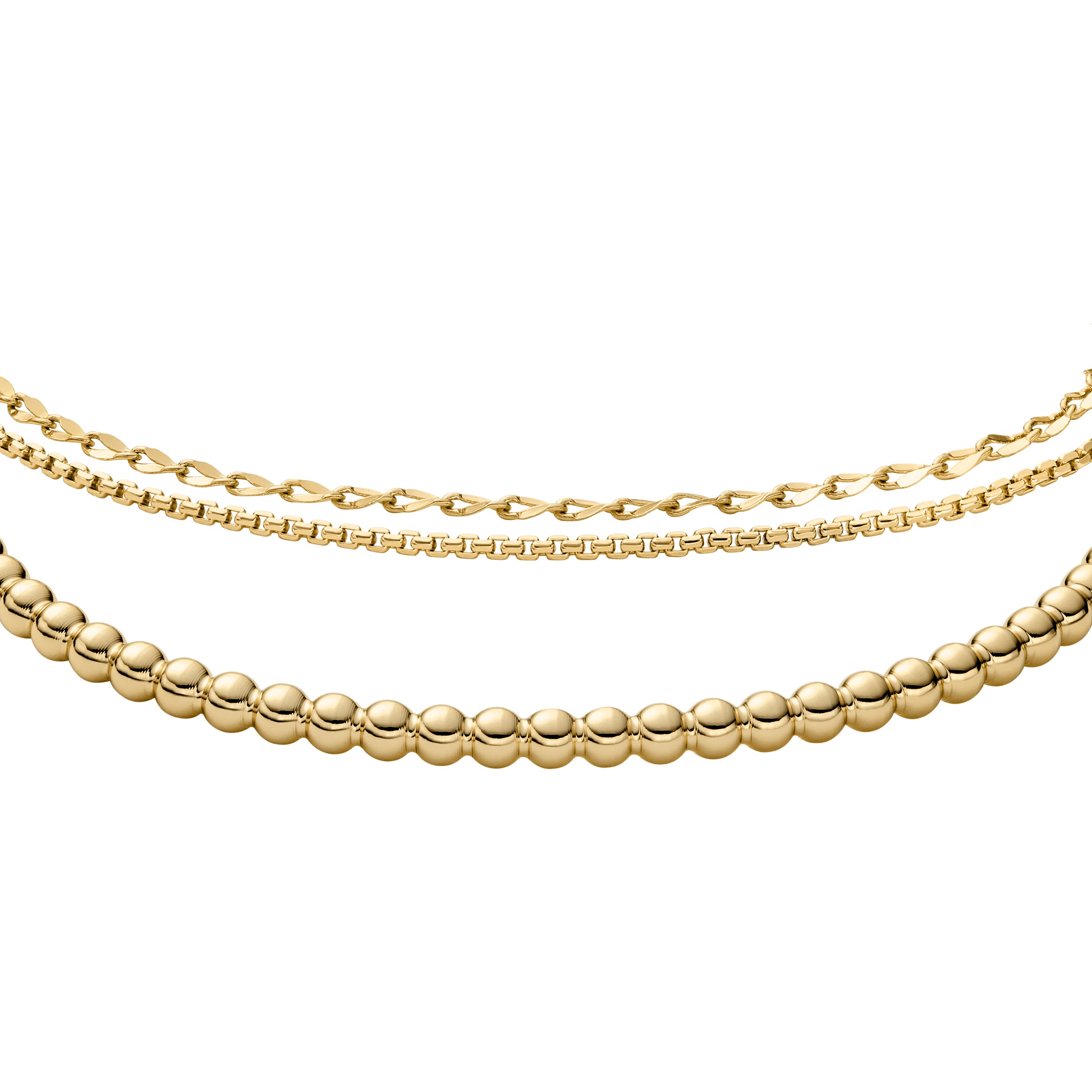 Armband Set FOSSIL "Multipack Schmuck Geschenk Metall JEWELRY", gold (gelbgoldfarben), Armbänder, Damen, 19,2cm, Metall 3
