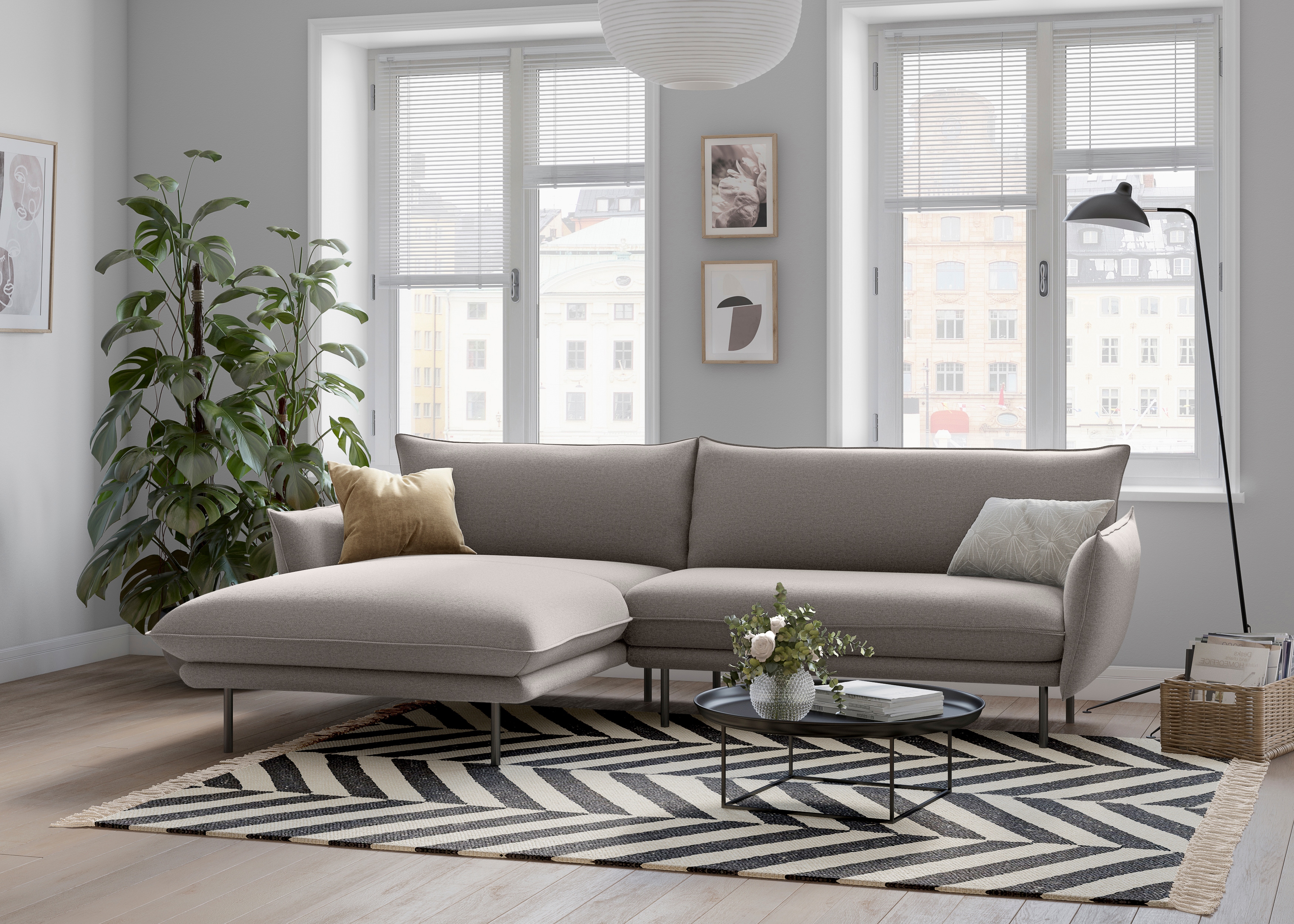 OTTO home Ecksofa "Stine L-Form" Besonderes Design durch Kissenoptik und Keder