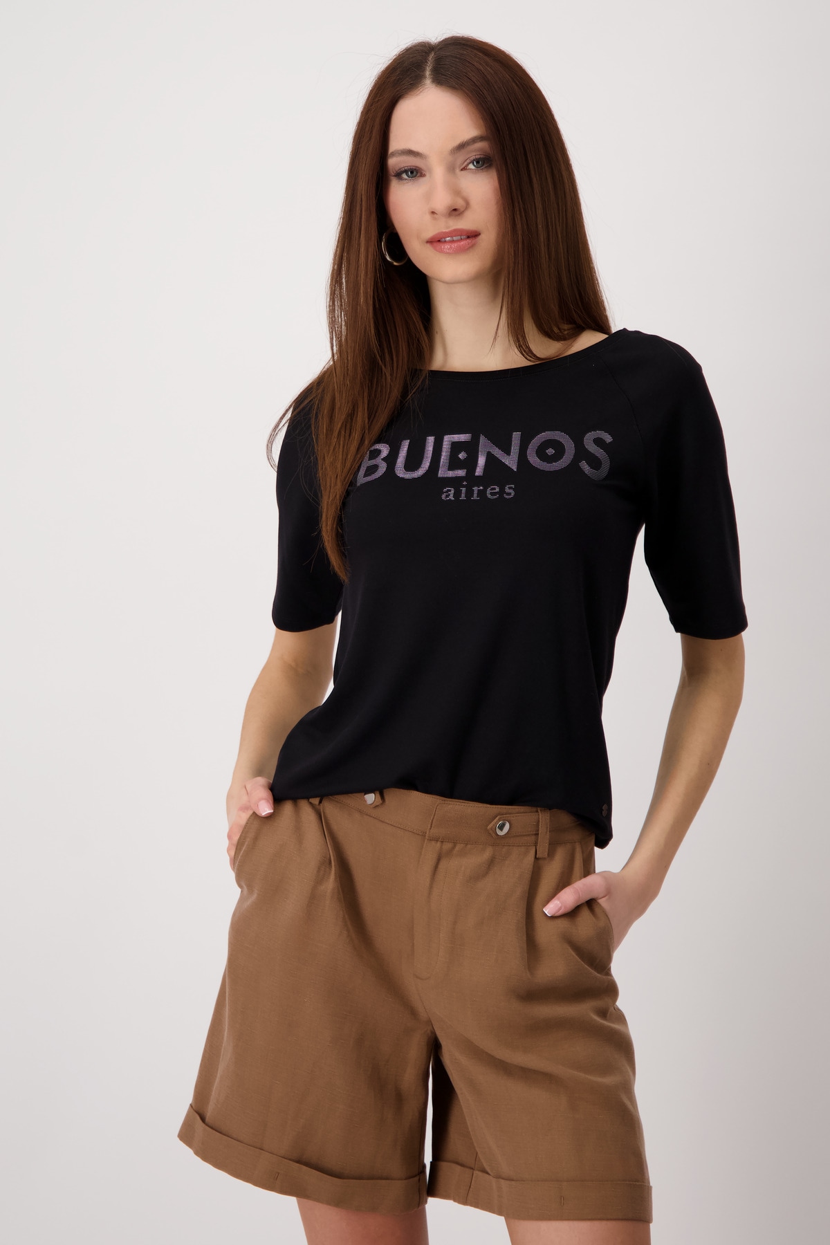 Monari Rundhalsshirt, mit Folienglanzdruck günstig online kaufen