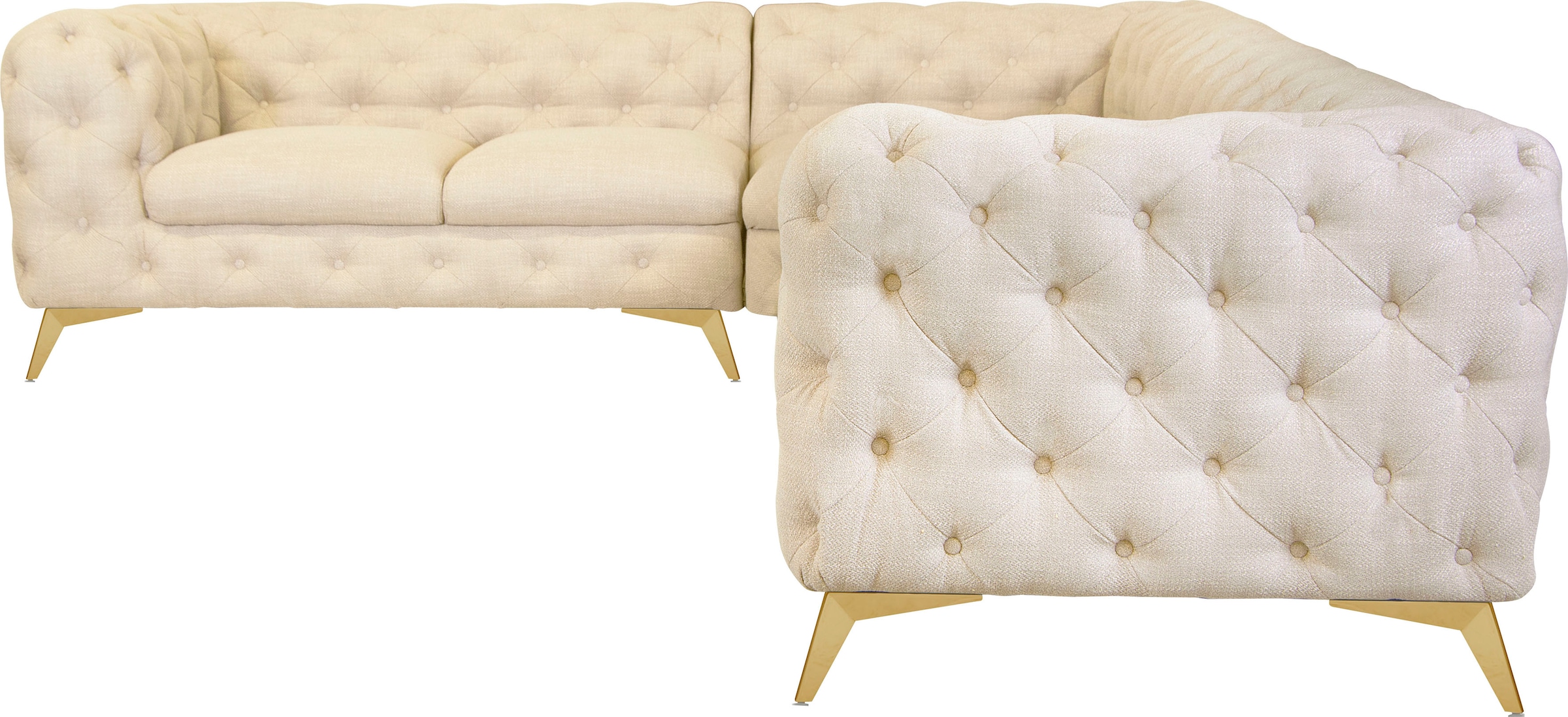 Leonique Chesterfield-Sofa "Ecksofa GLYNIS L-Form mit Wellenunterfederung, günstig online kaufen