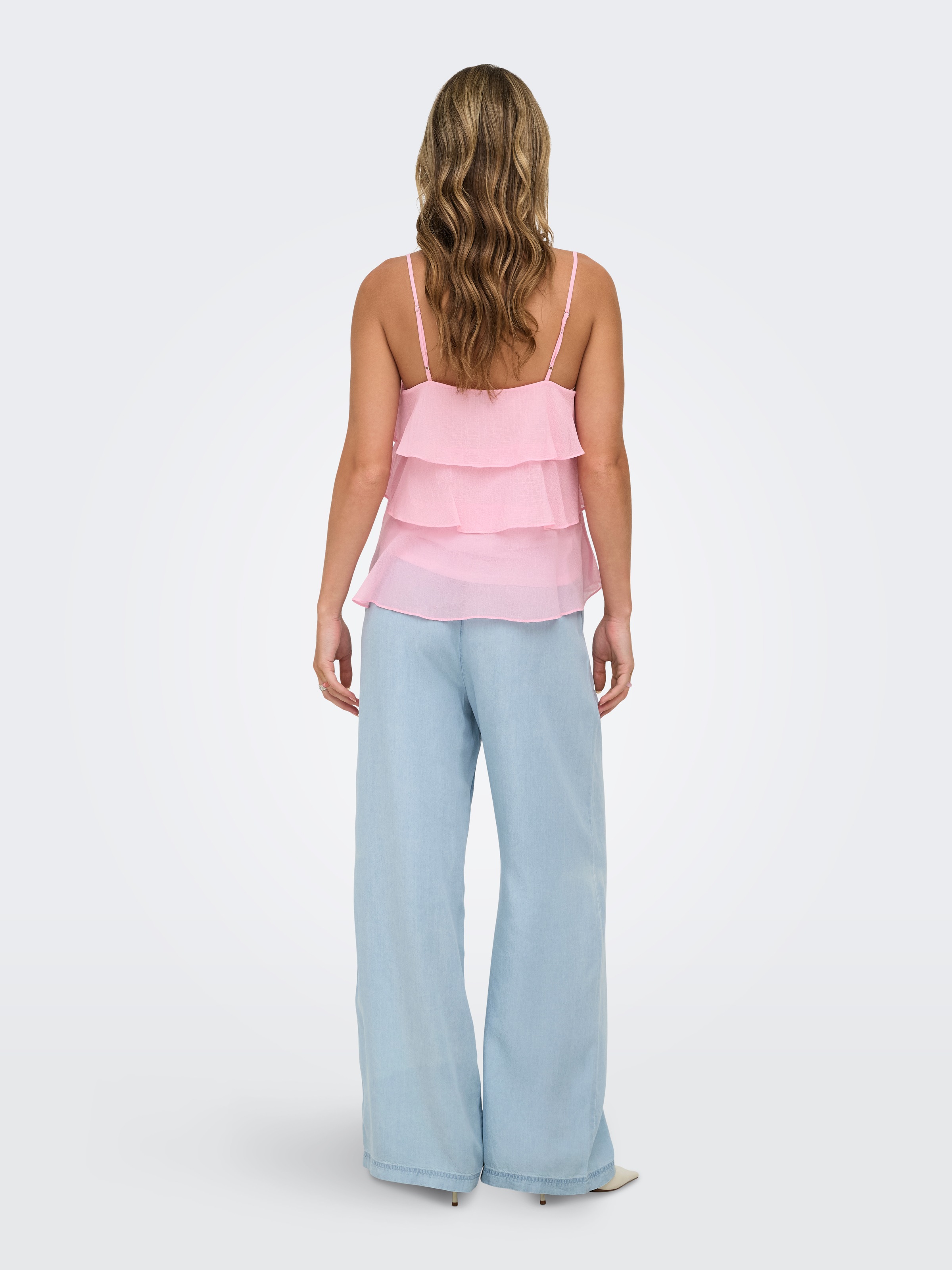 ONLY Trägertop »ONLLINN LIFE FLOUNCE SINGLET WVN NOOS« Kunstfaser, regular fit
