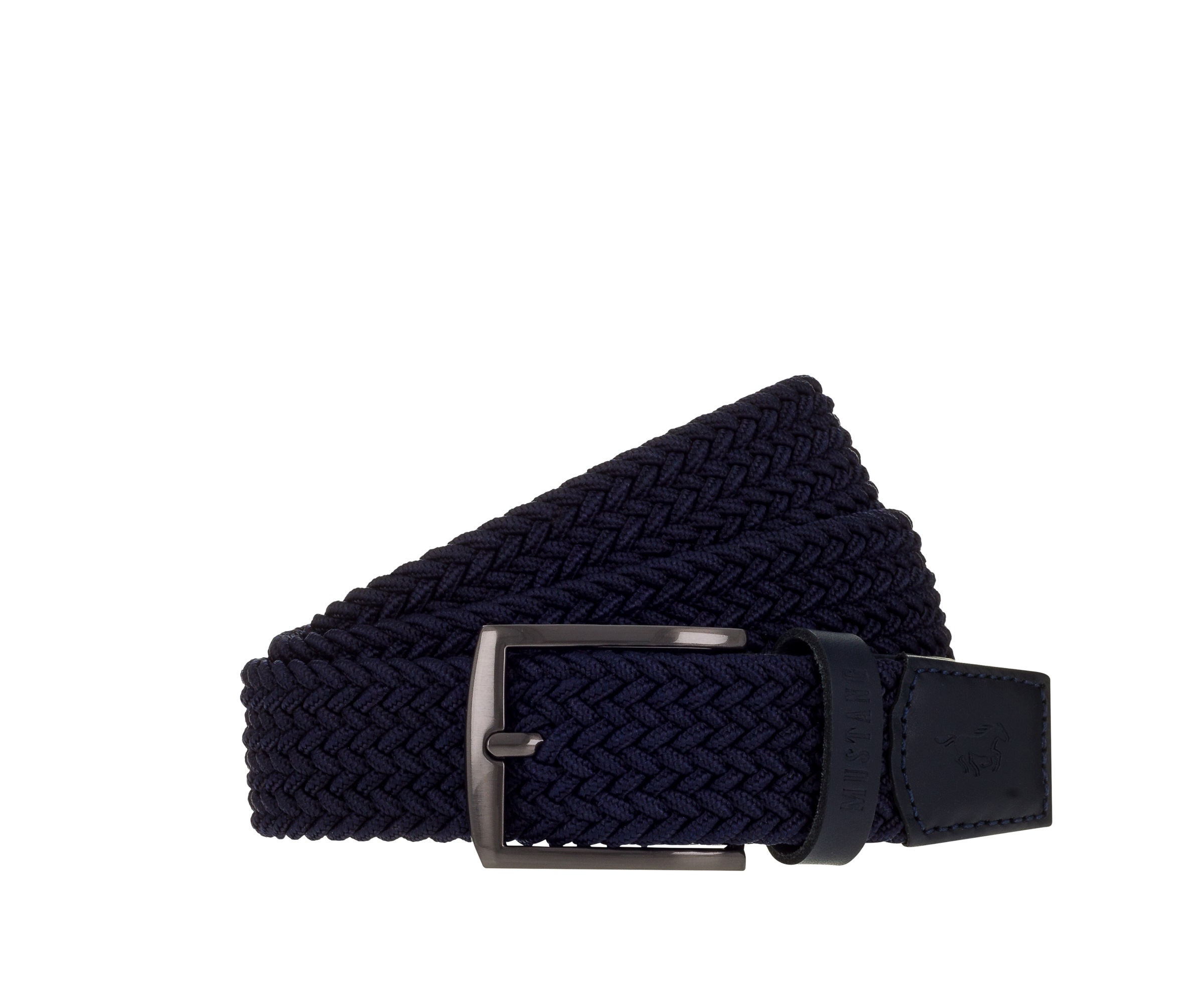 Stretchgürtel MUSTANG, Damen, Gr. 105, navy, Materialmix, unifarben, Gürtel, 3,5 cm, klassische geschwärzte Dornschließe