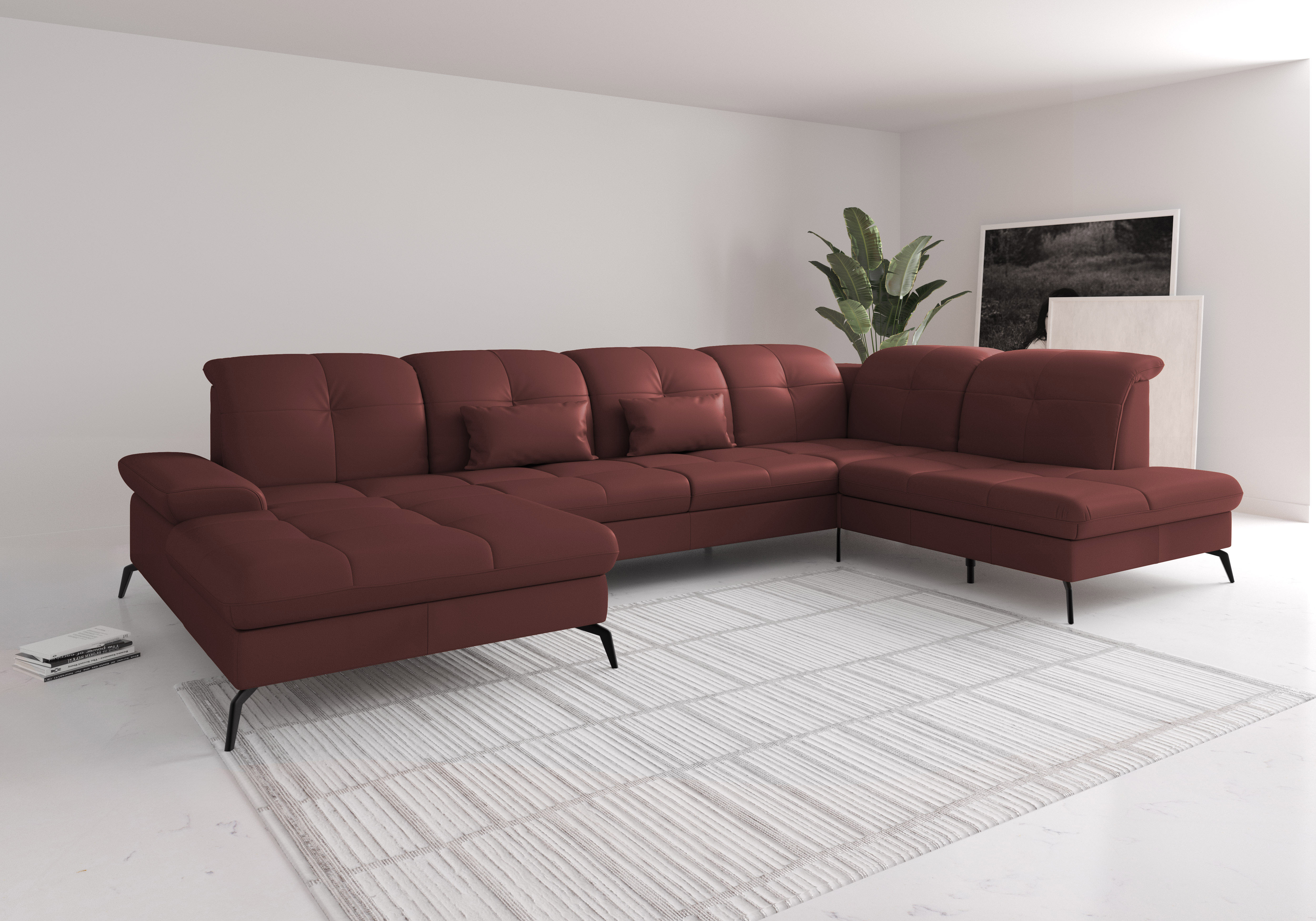 sit&more Wohnlandschaft "Amica, U-Form, inkl. Sitztiefenverstellung und Armteilverstellung" wahlweise mit Kopfteilverstellung, Schlaffunktion und Bettkasten