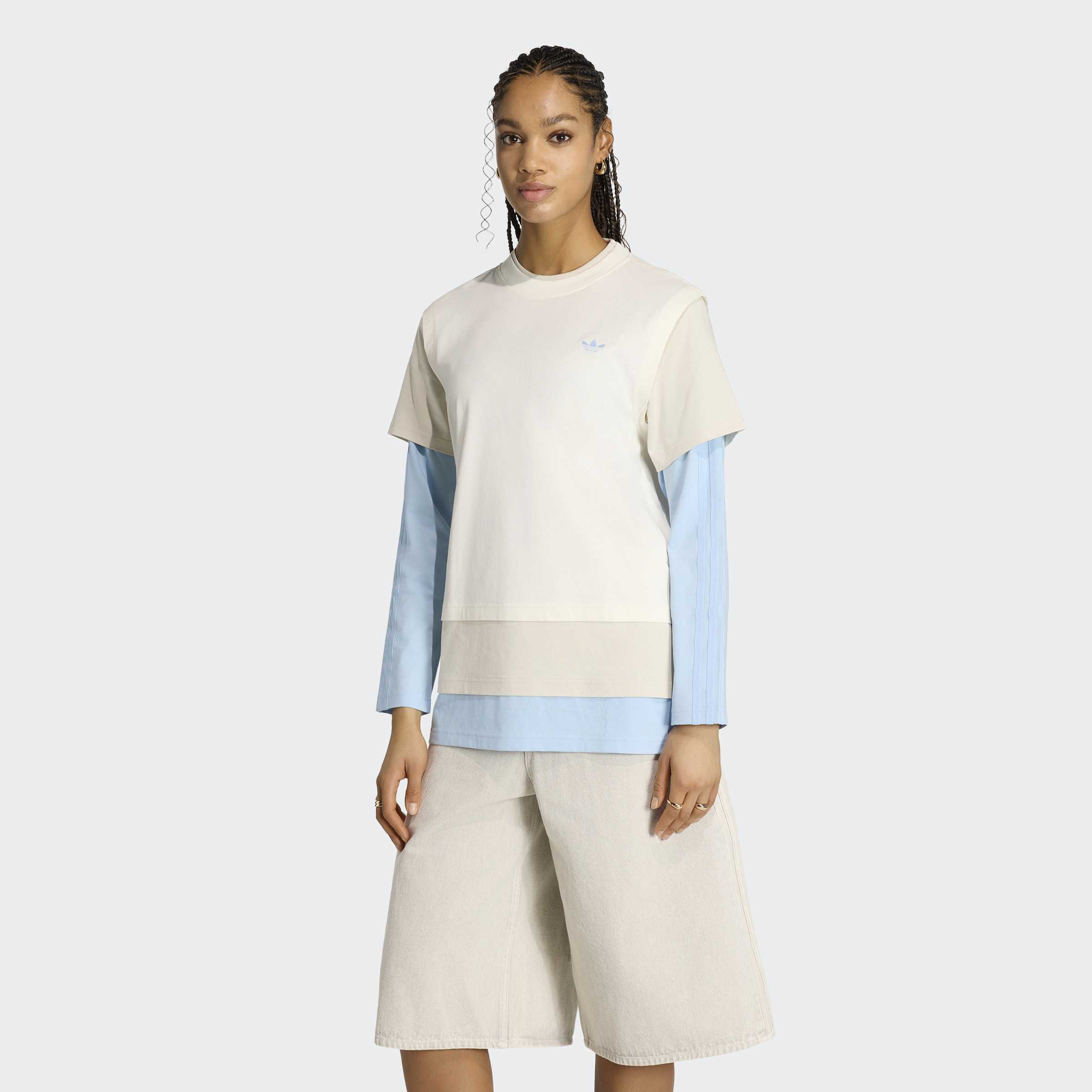 adidas Originals Langarmshirt "LAYERED LS" mit Rundhalsausschnitt, aus Baumwolle, normale Länge