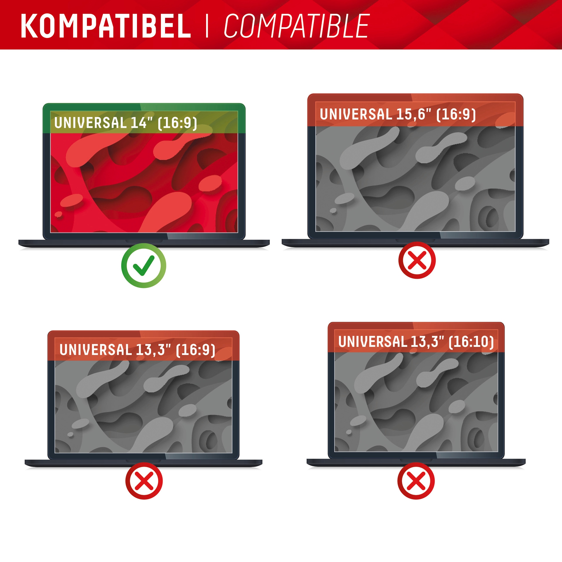 Displex Displayschutzfolie »Privacy Safe - Universal 14, 16:9«, Blickschutzfilter