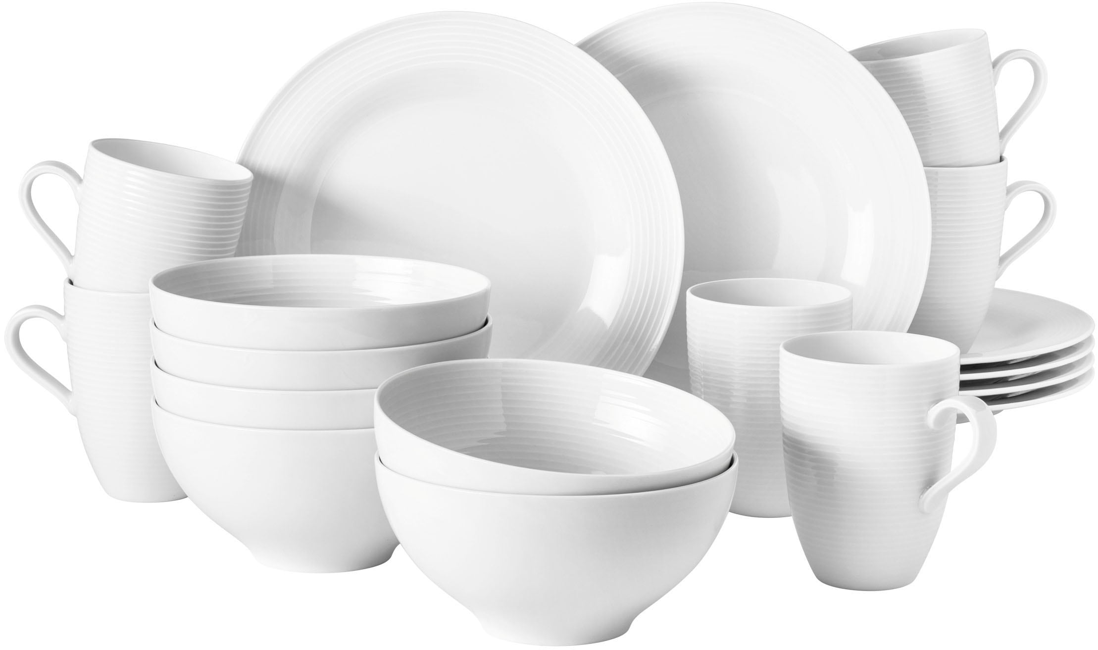 Seltmann Weiden Frühstücks-Geschirrset "Geschirr-Set, 18 Teile, Beat" Tassen, Untertassen, Teller, Made In Germany, 18 Teile, Für 6 Personen