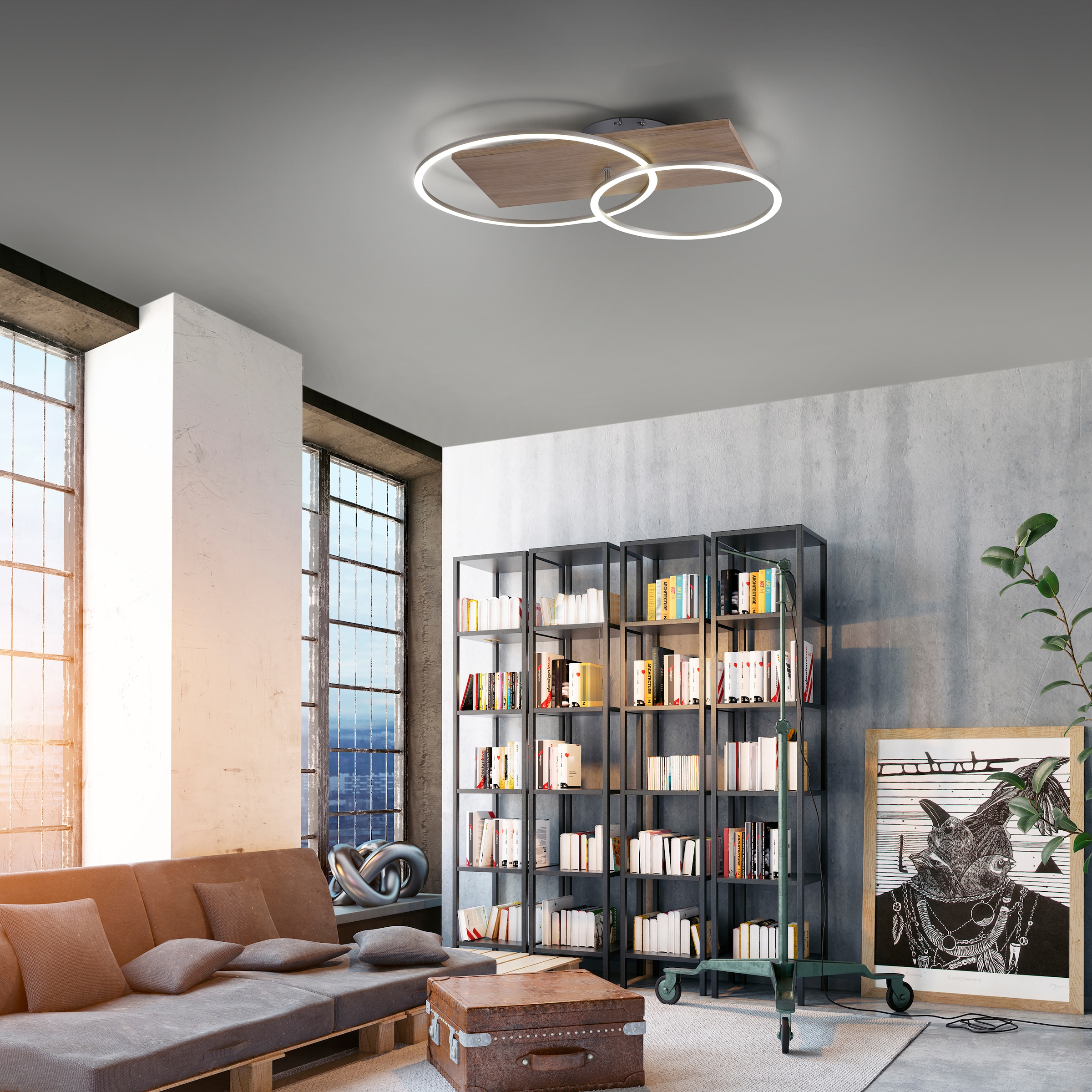 Home affaire LED Deckenleuchte »Pommerby«, 2 flammig-flammig, mit Farbtemperatursteuerung, inkl. Infrarotfernbedienung, dimmbar