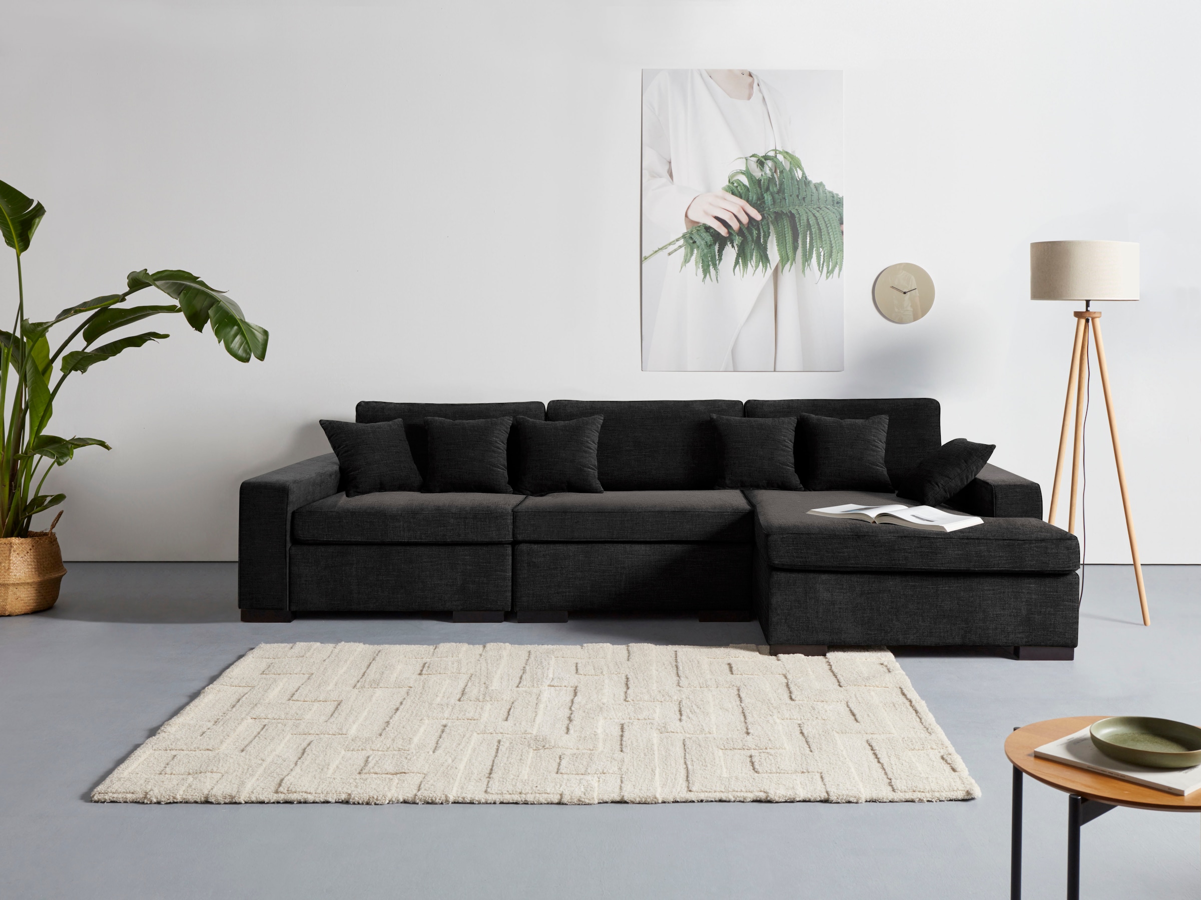 Home affaire Ottomane "Skara L-Form", Lounge-Sofa mit Federkernpolsterung, günstig online kaufen