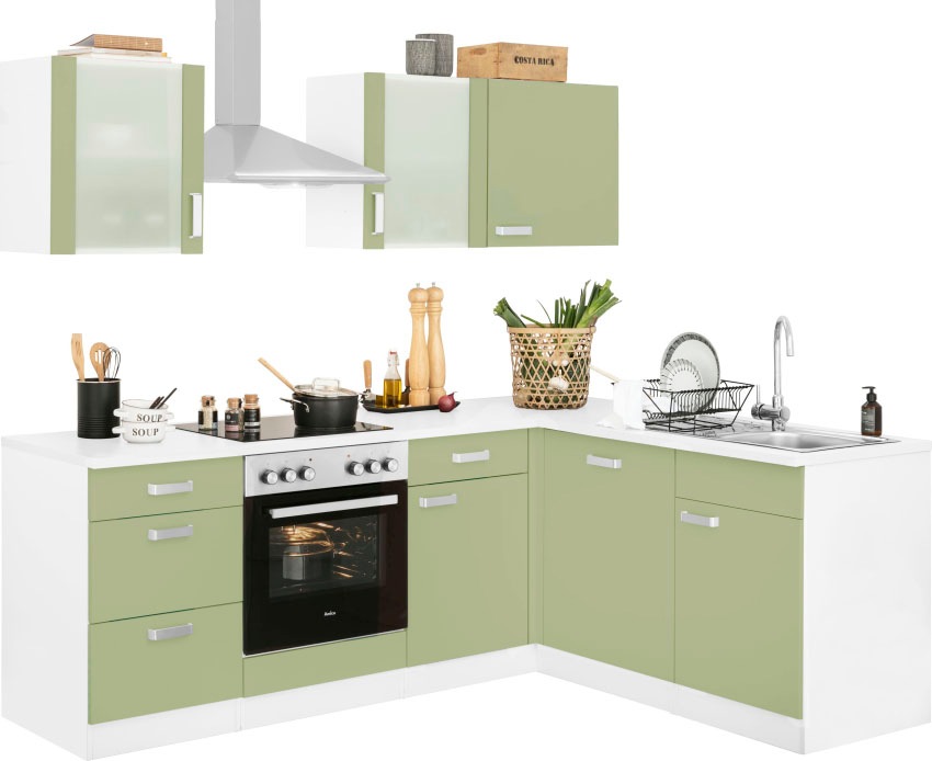 wiho Küchen Winkelküche "Husum", mit E-Geräten, Stellbreite 220 x 170 cm