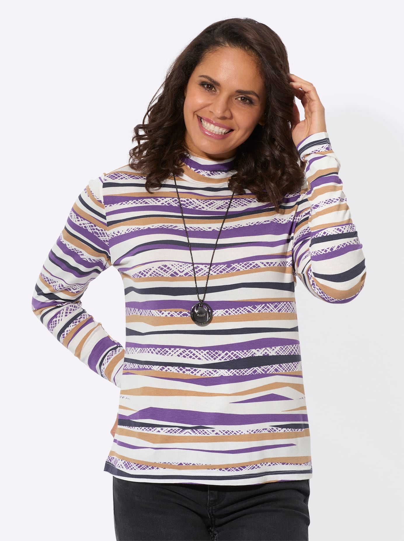 Casual Looks Stehkragenshirt »Druck-Shirt«, (1 tlg.)