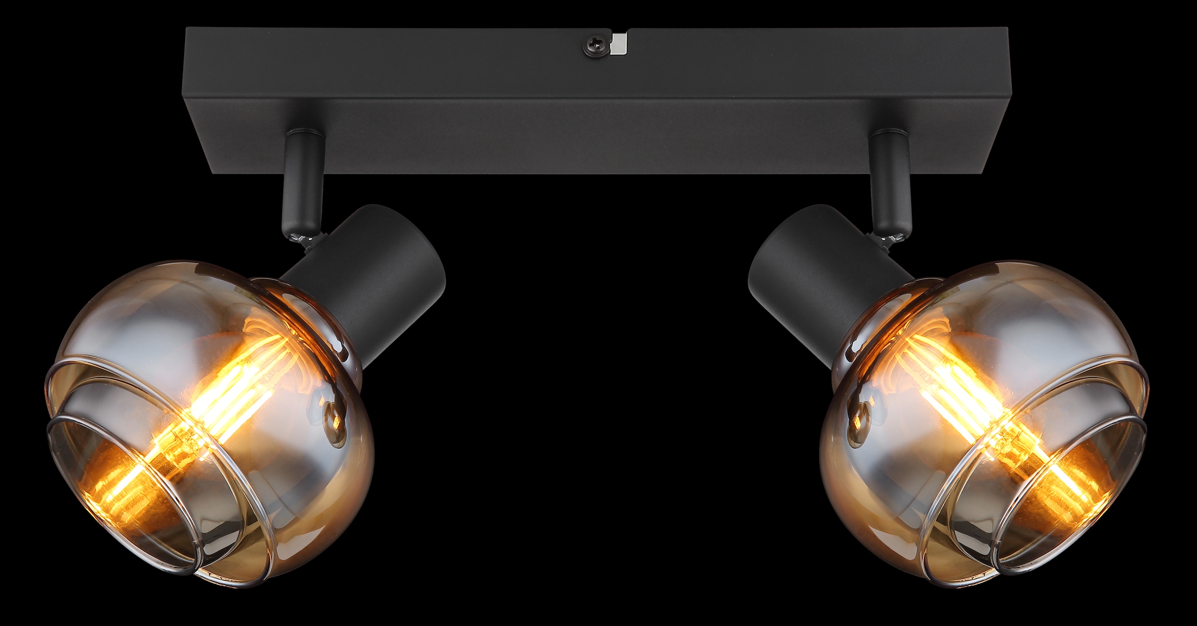 GLOBO LIGHTING Deckenstrahler »TOKKI«, Leuchtmittel E14 | ohne Leuchtmittel, Deckenspot/schwarz/Glas amber/Glas rauchfarben/Flur/Wohnzimmer