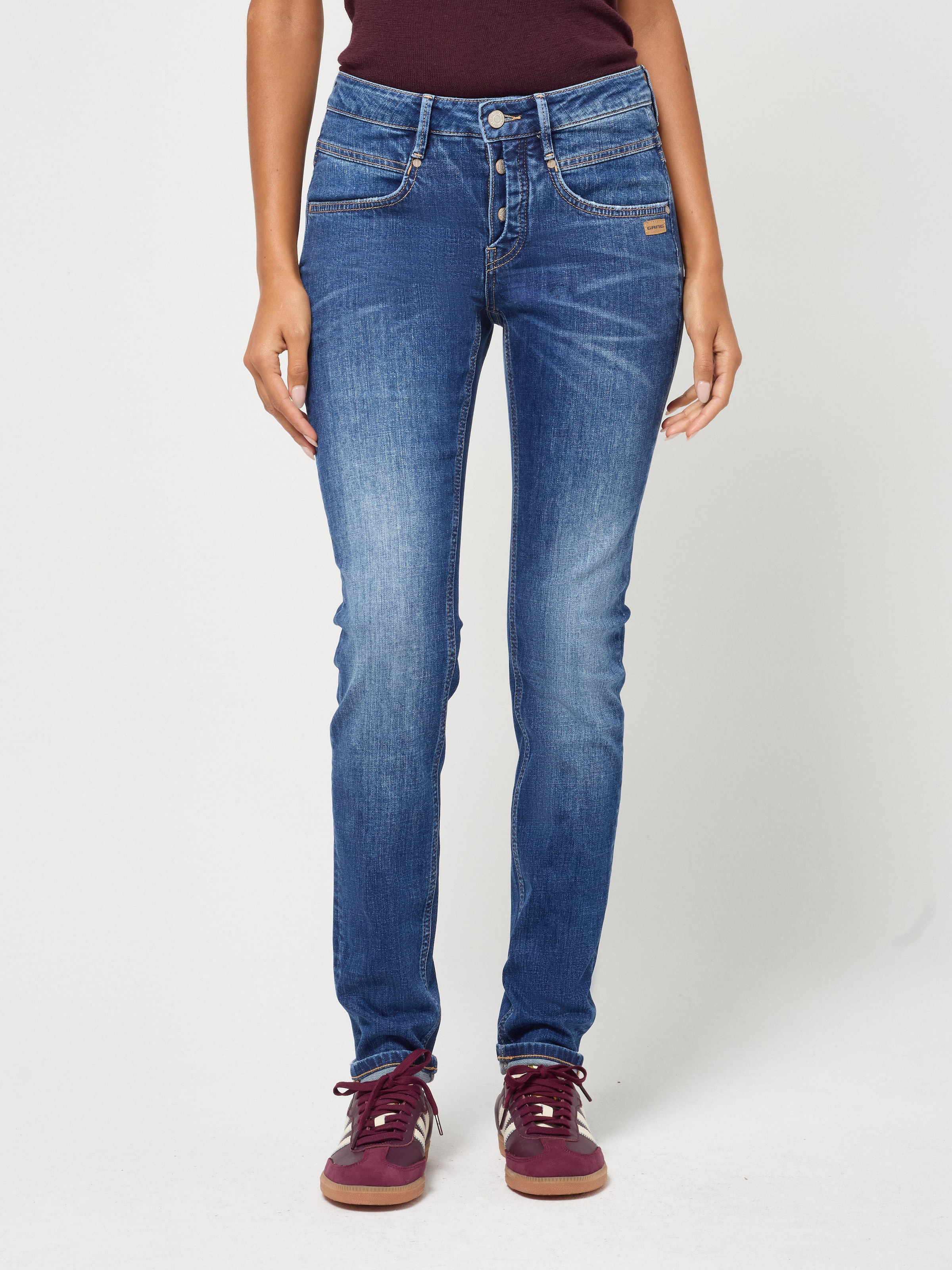 GANG Skinny-fit-Jeans "94MEDINA" mit stylischer halb offener Knopfleiste günstig online kaufen