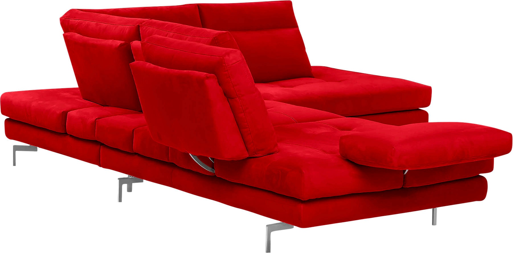 CALIA ITALIA Ecksofa »Toby Wing, L-Form, Multifunktionssofa, bequem und edel«, Sitztiefenverstellung und Armteilfunktion, Füße chrom glänzend
