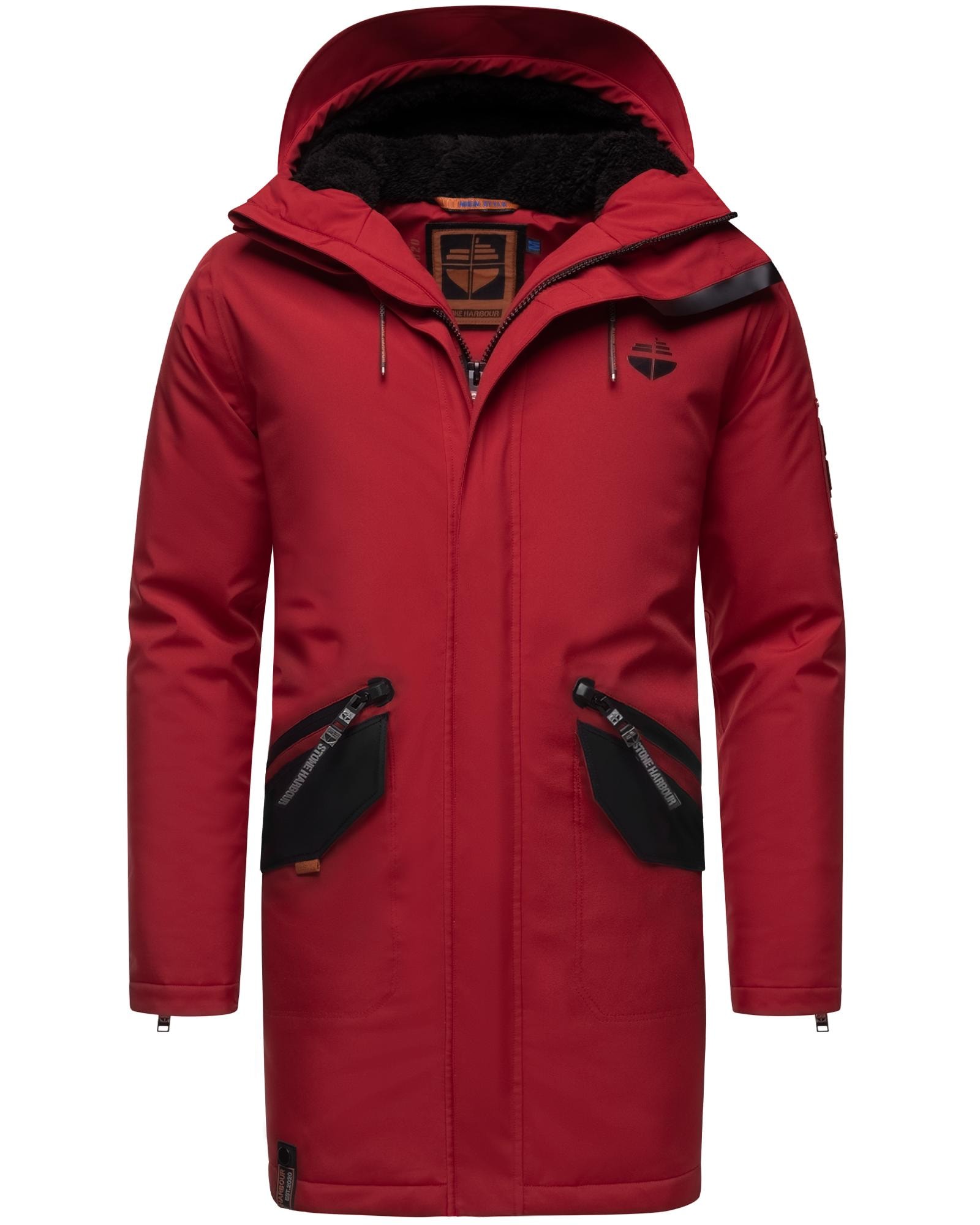 Stone Harbour Wintermantel »Ragaan«, modischer Herren Winterparka mit Teddyfell Futter