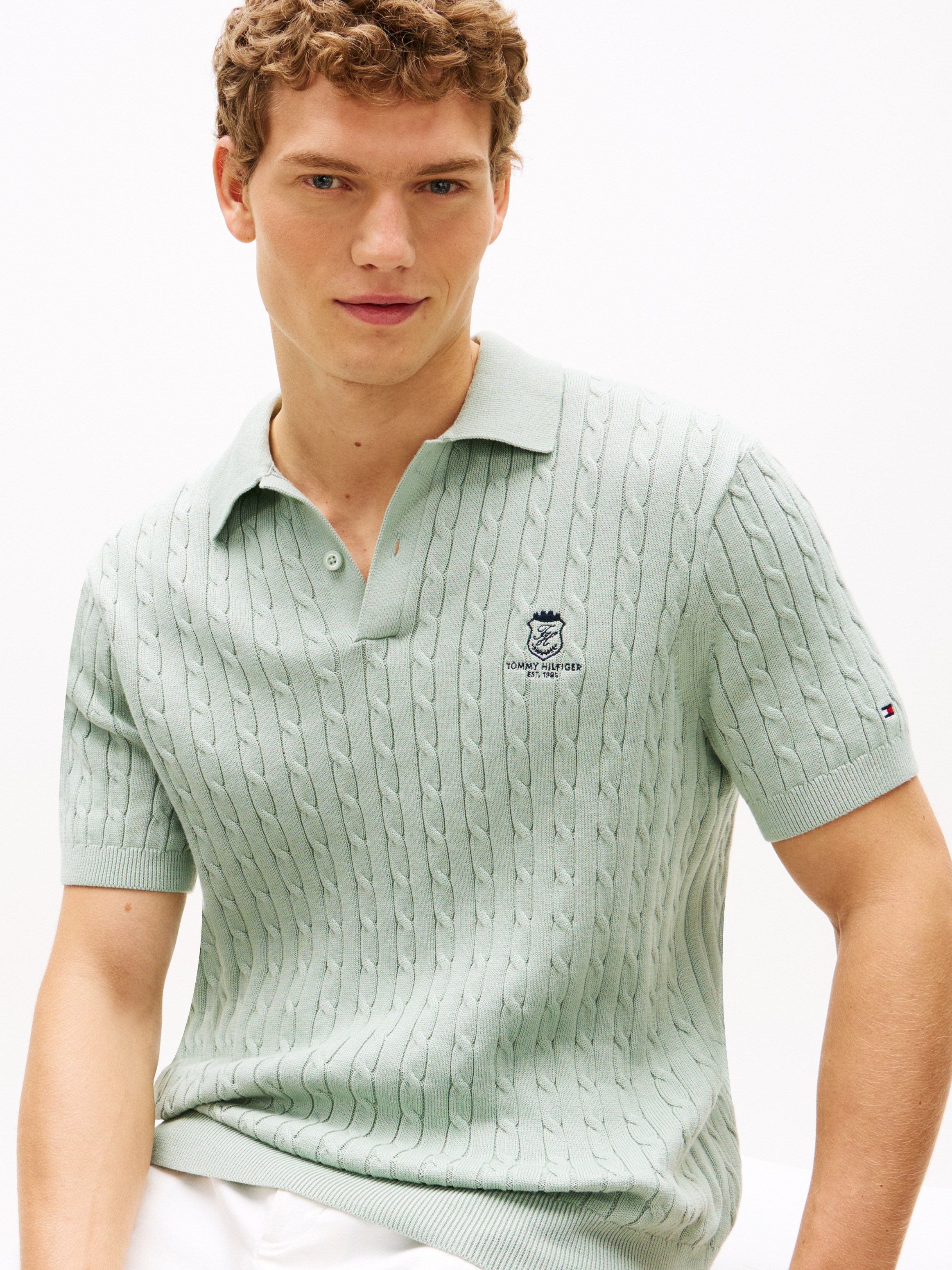 Tommy Hilfiger Poloshirt "CABLE SHORT SLEEVE POLO" regular fit, Zopfmuster günstig online kaufen