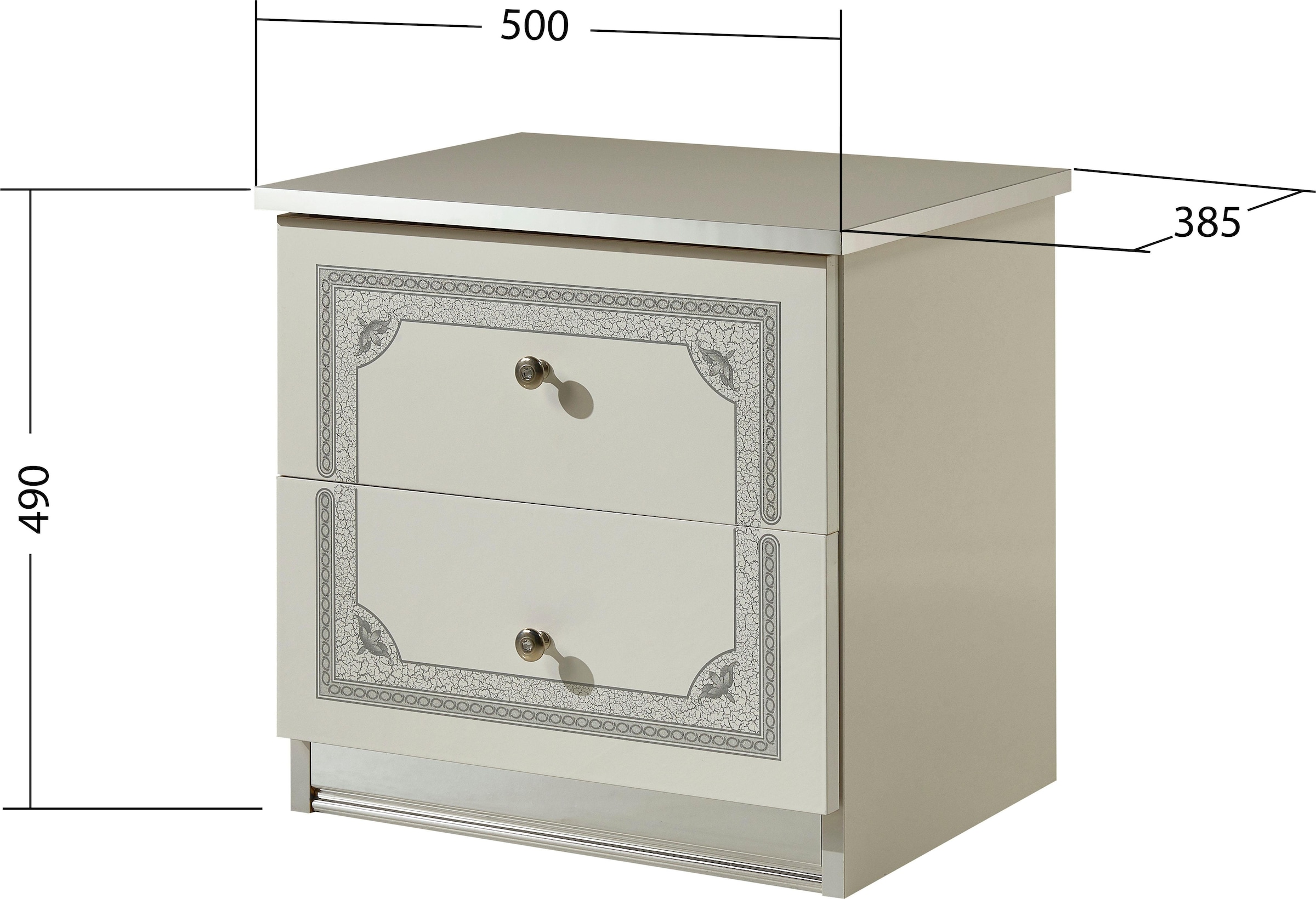 INOSIGN Schlafzimmer-Set »Greta, aus FSC-zertifiziertem Holzwerkstoff, Hochglanzoberfläche«, (4 tlg., aus 1 Kleiderschrank, 1 Bett (180x200cm) und 2 Nachtkommoden), im italienischen Barock- KLassik-Stil mit opulenten Verzierungen