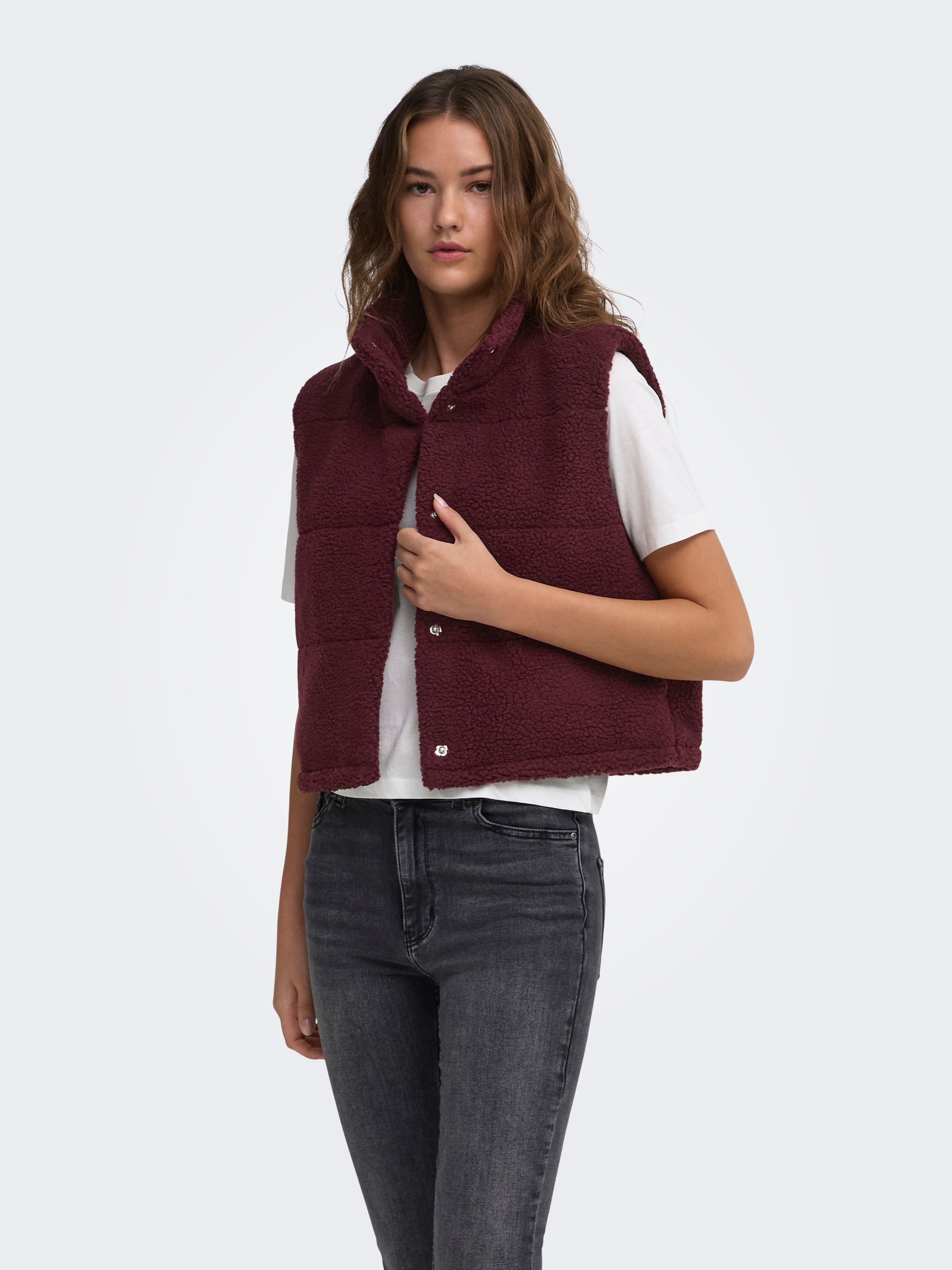 ONLY Plüschweste "ONLSANDRA TEDDY WAISTCOAT LIFE OTW NOOS" Kunstfaser
