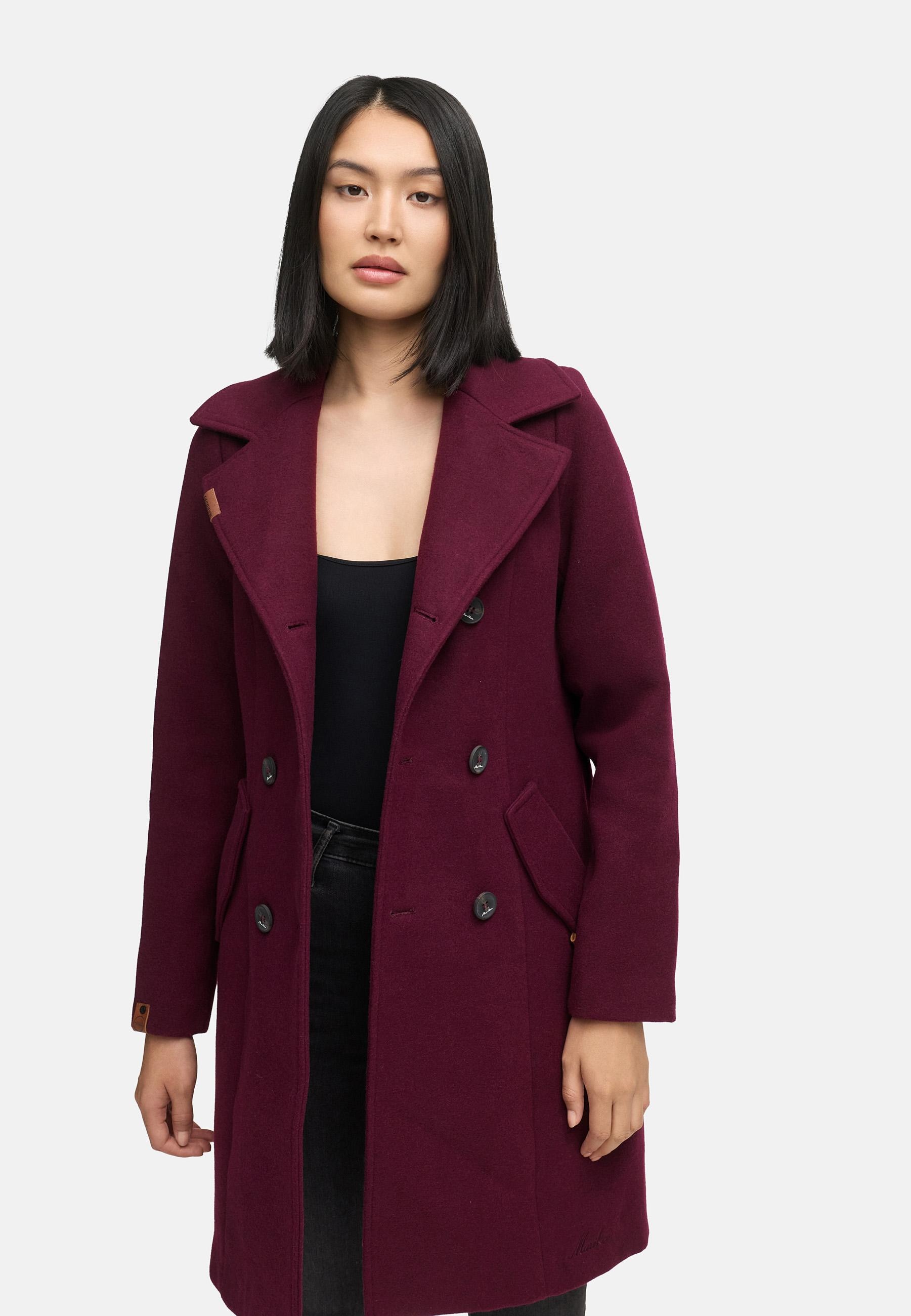 Marikoo Wollmantel »Nanakoo«, edler Damen Trenchcoat in Woll-Optik