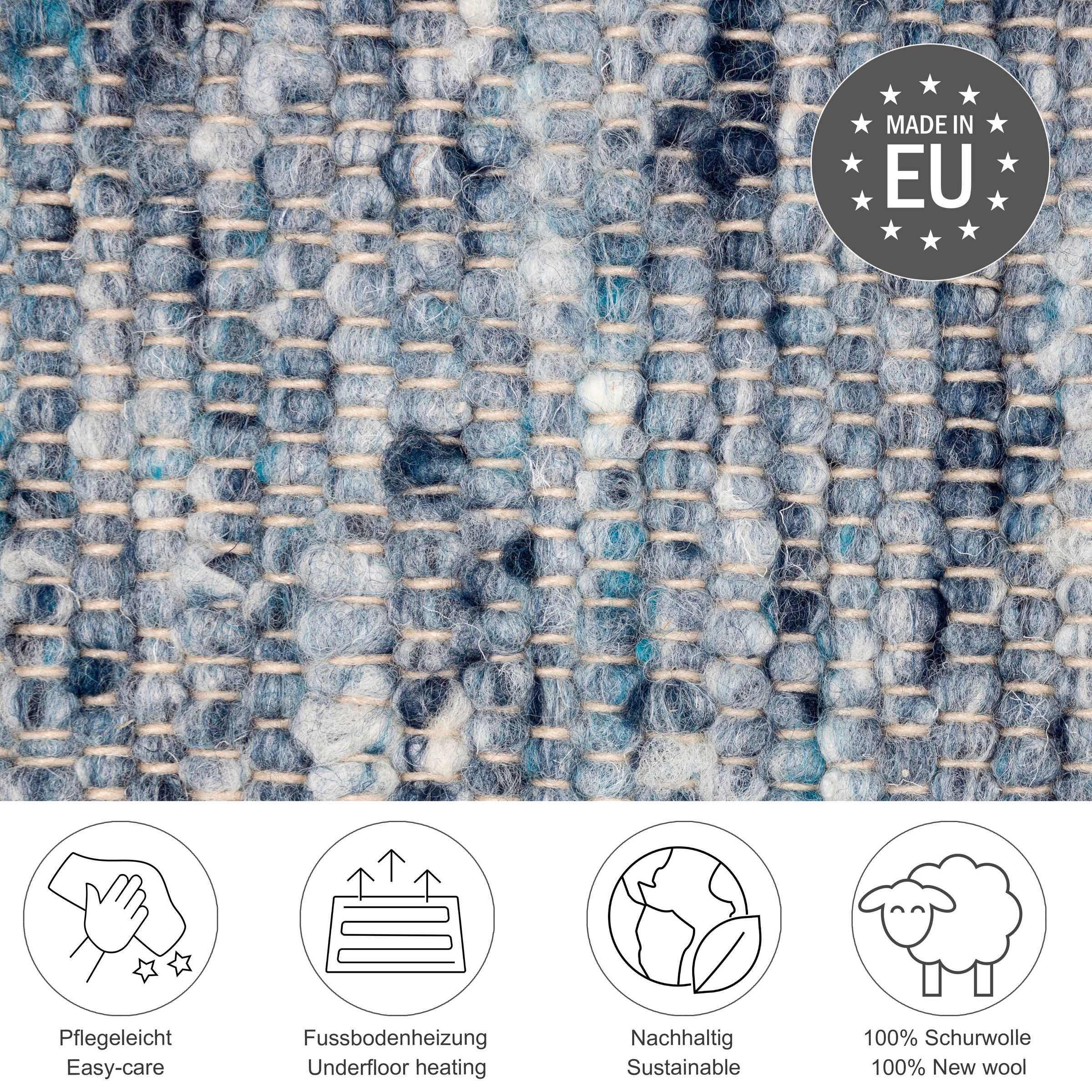 THEKO Wollteppich "Alm Freude" rechteckig 12 mm Höhe Handweb Teppich, reine günstig online kaufen