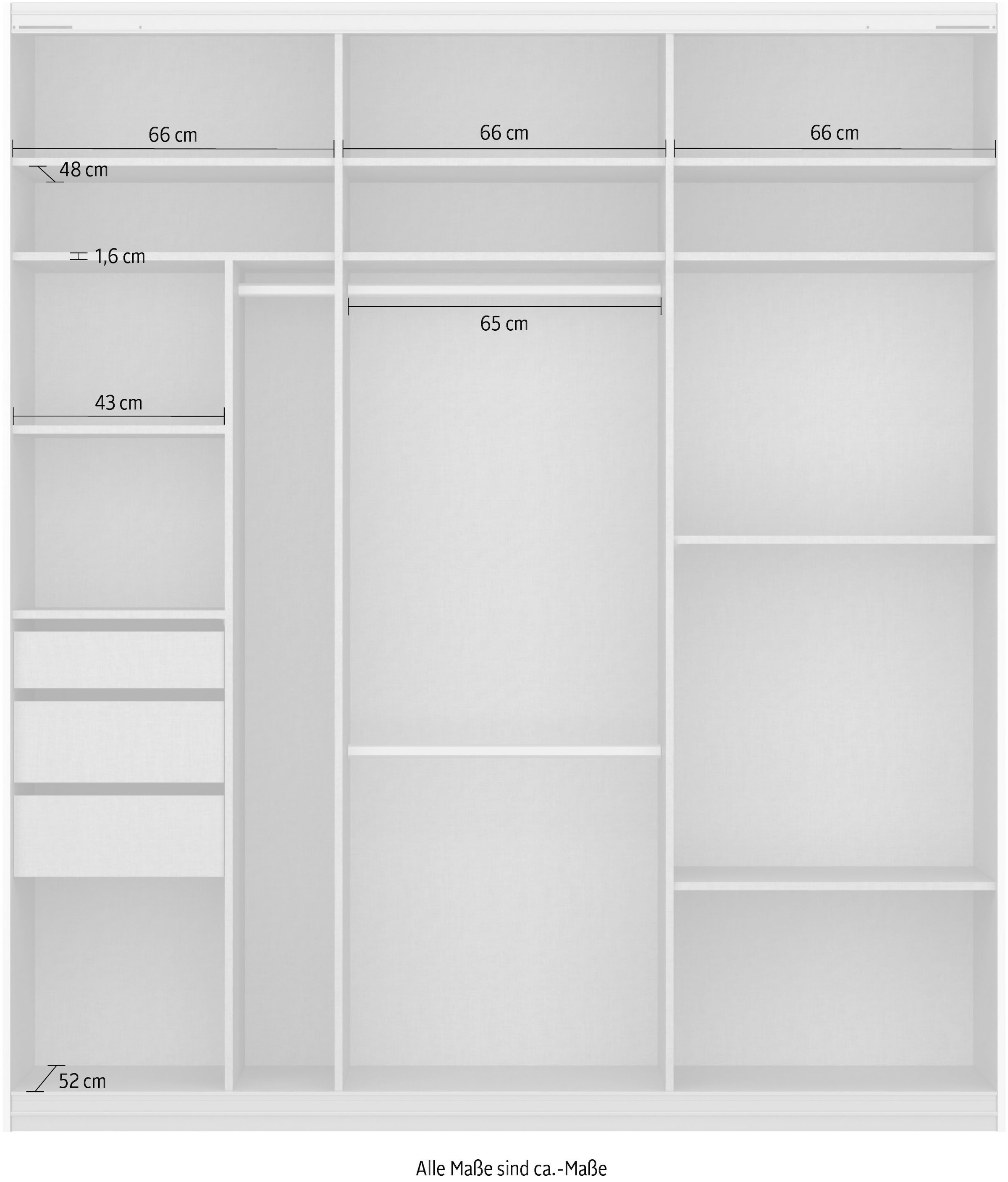 rauch Schwebetürenschrank »Kleiderschrank Schrank Garderobe TOPSELLER OTELI inkl. Inneneinteilung«, mit 3 Innenschubladen sowie zusätzlichen Einlegeböden MADE IN GERMANY